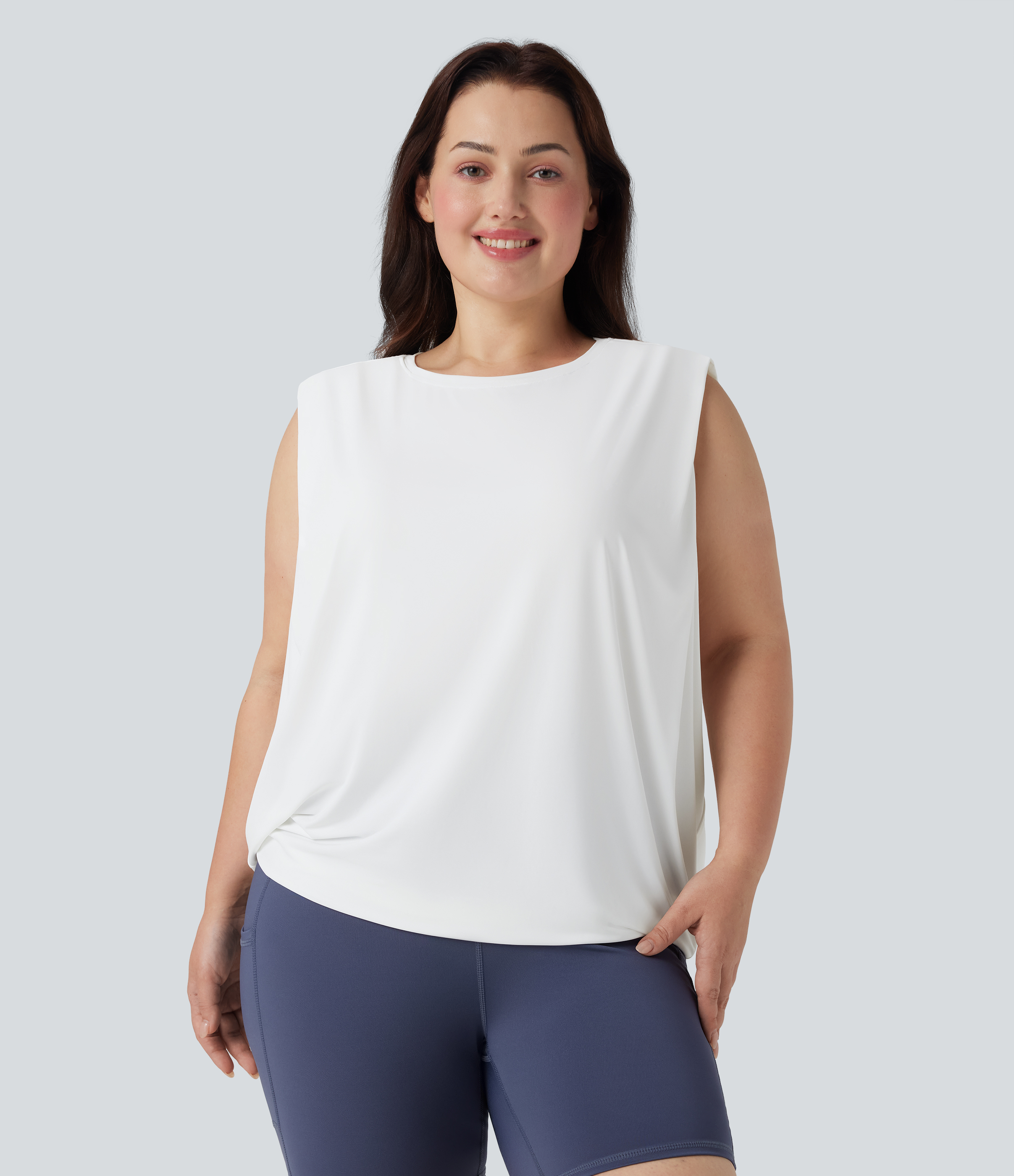 Plus Size Round Neck  Yoga Tank Vest Top-UPF50+