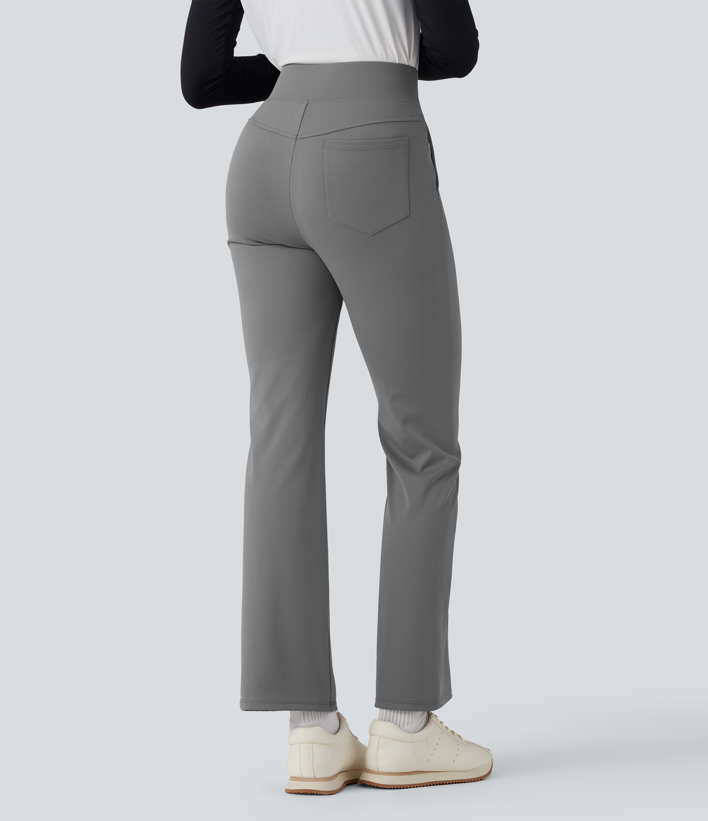 Steel Gray Pantalon flare de golf taille haute à séchage rapide, avec poches et poche pour tee de golf - UPF40+ / 2