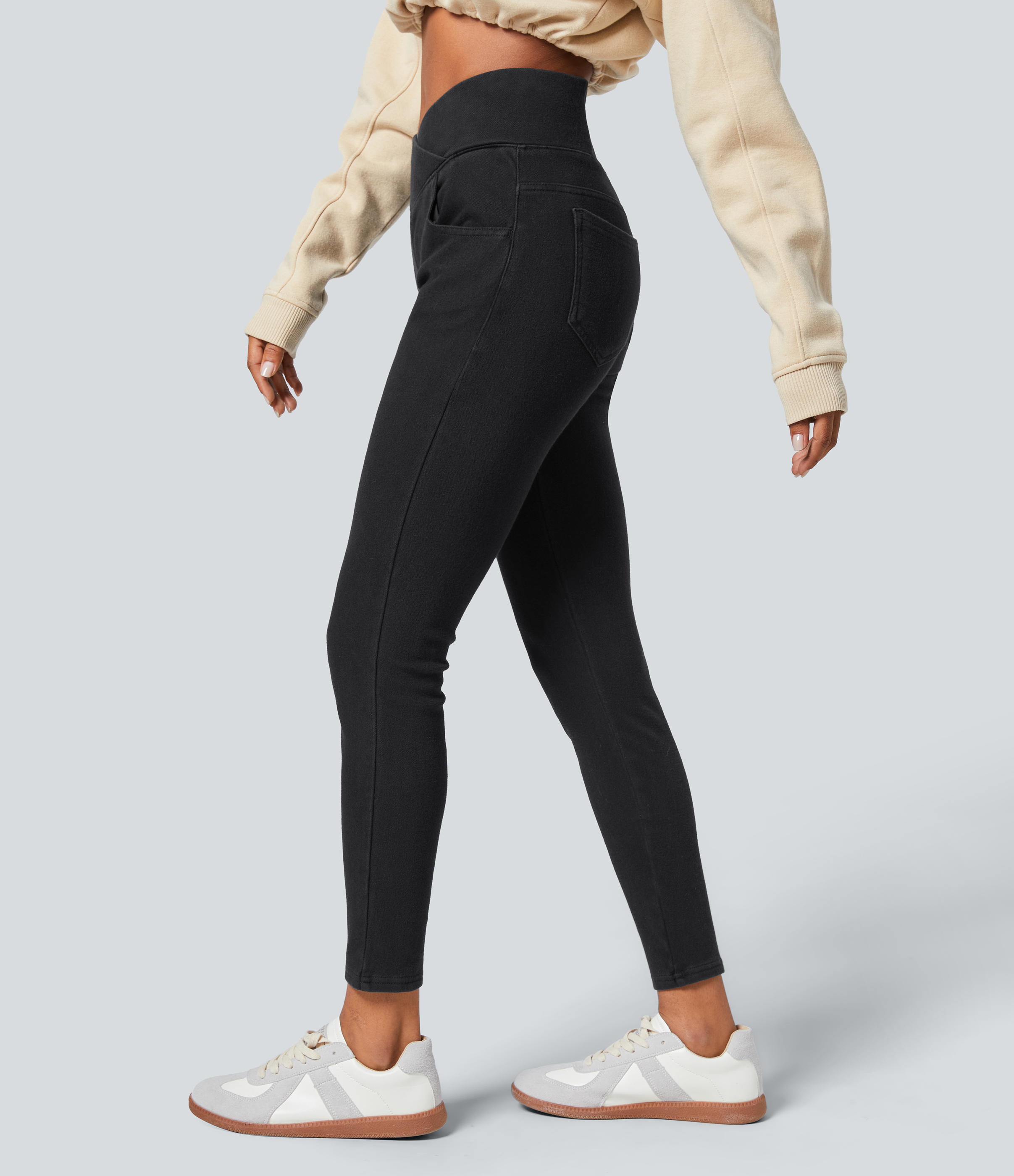 Halara Flex™ Denim Heat High Waisted Crossover Pockets Casual 7/8 Leggings