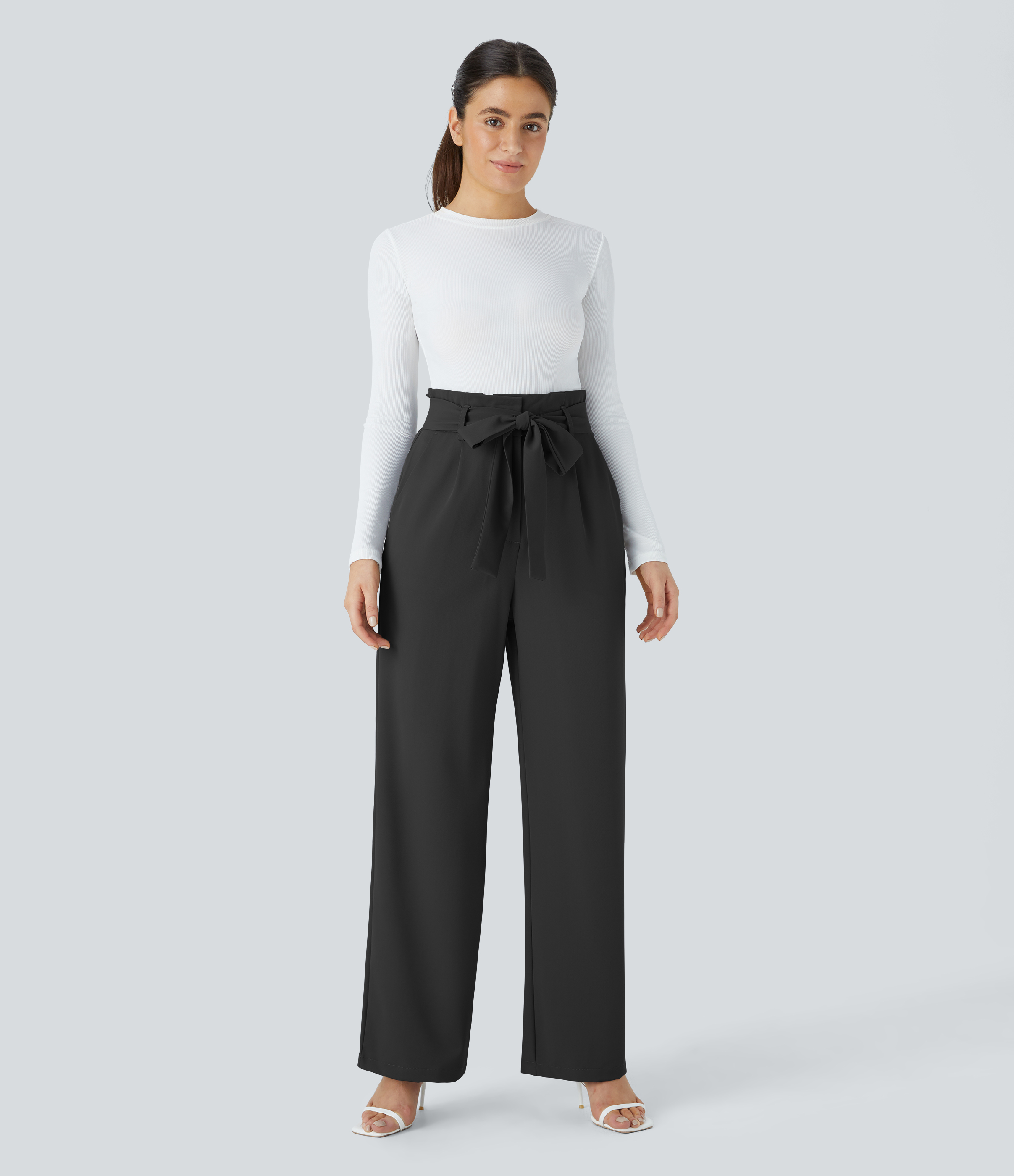 Pantaloni Donna Vero Moda Paperbag - Vita Alta Con Coulisse, Tessuto Morbido, Comodissimi, Taglia Unica - 4