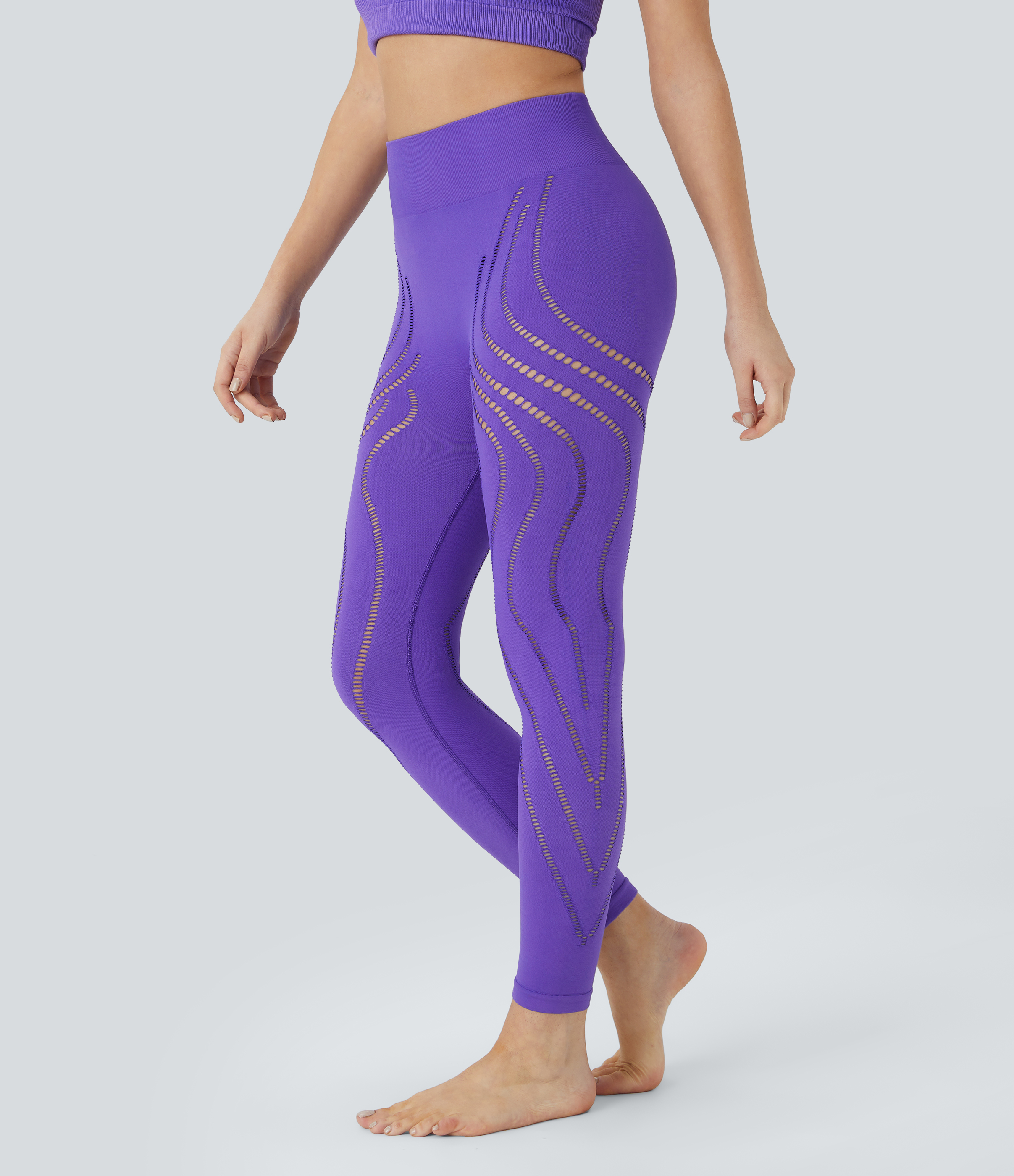 Jade Purple OneForm Seamless Flow High Waisted Cut Out Yoga 7/8 Leggings / 1