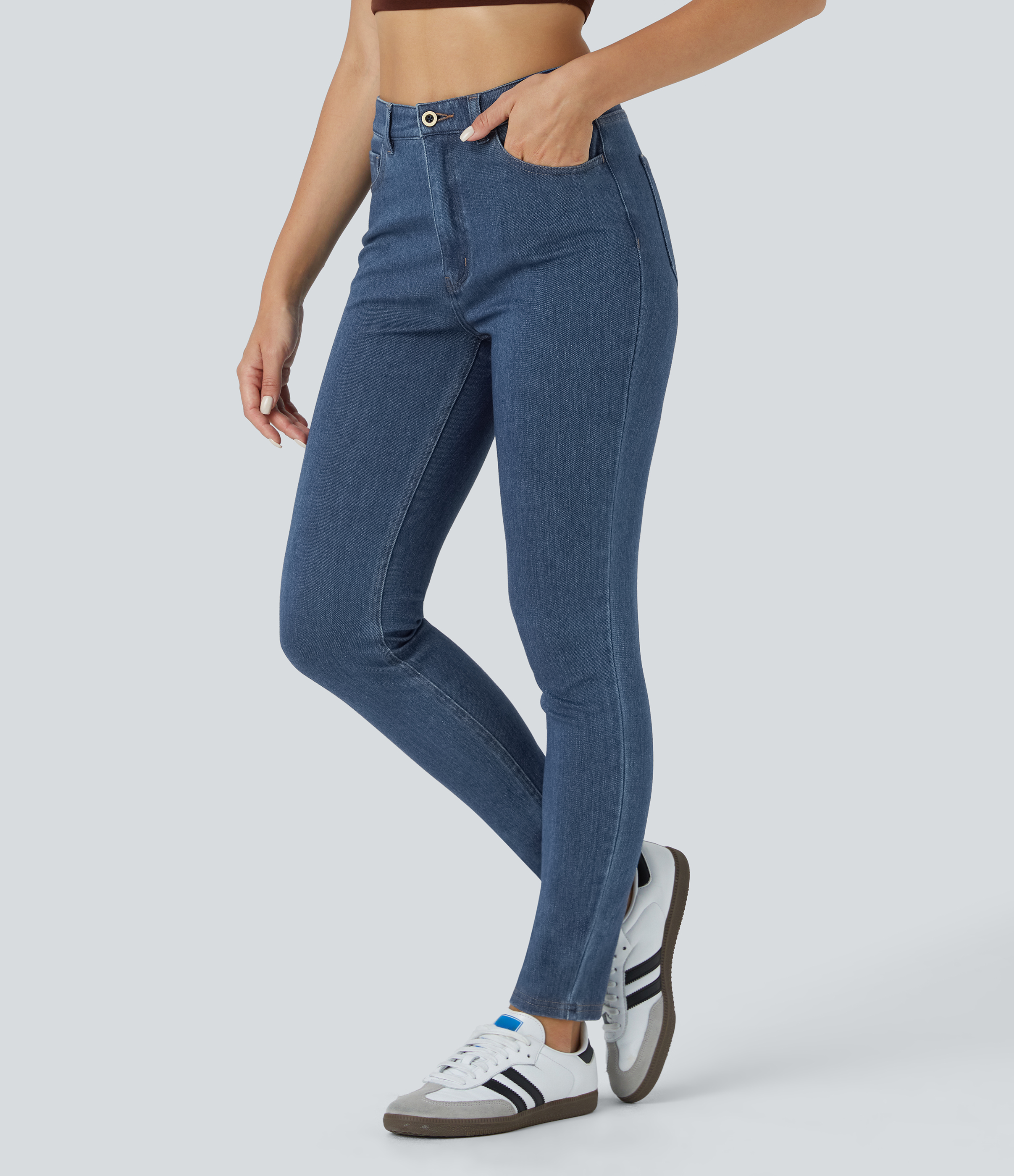 Jeans Halara Flex™ Denim elástico tiro alto cremallera bolsillo
