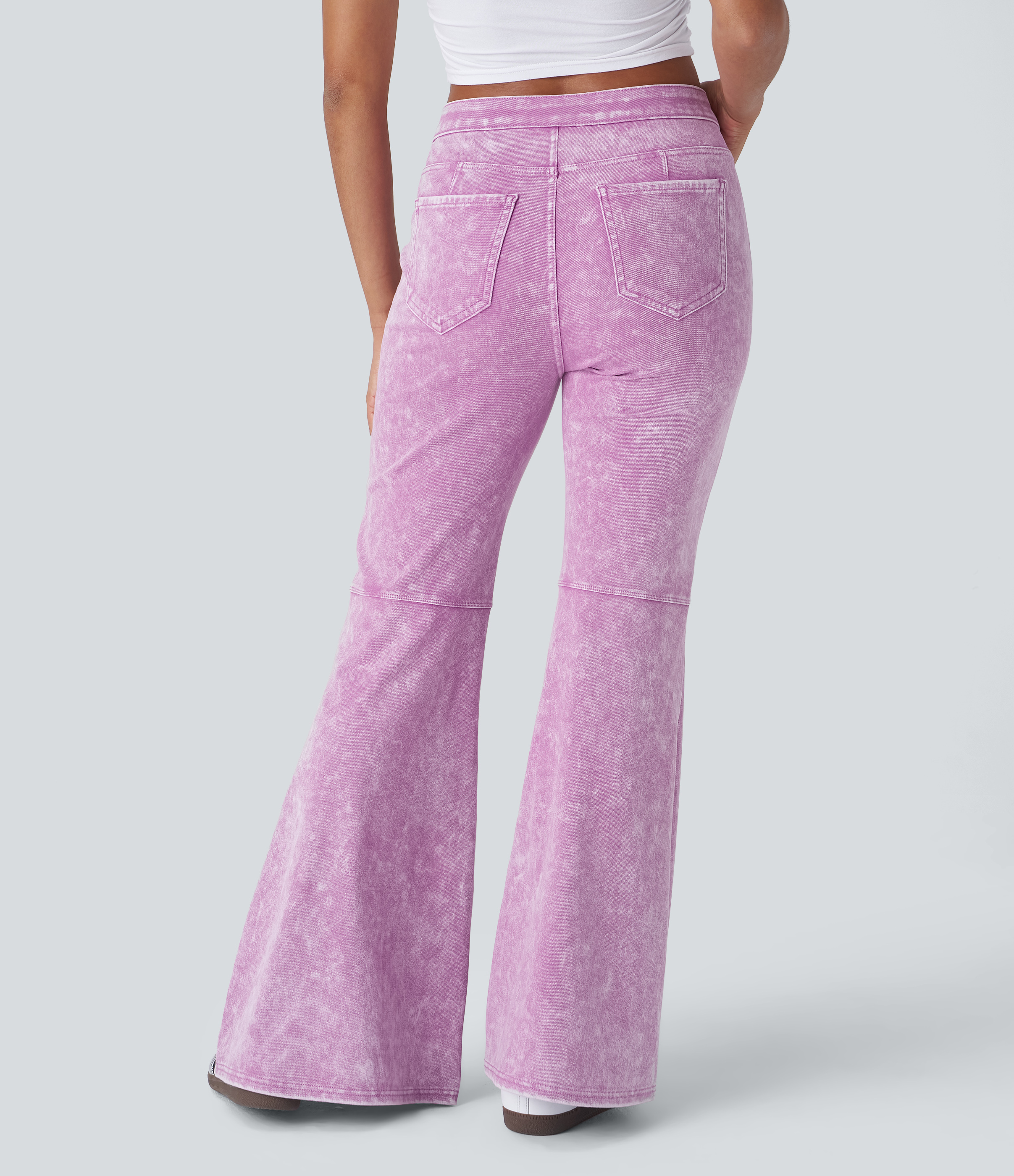 Birthday Purple Denim Halara Flex™ High Waisted Pocket Washed Colorful Flare Casual Jeans / 2