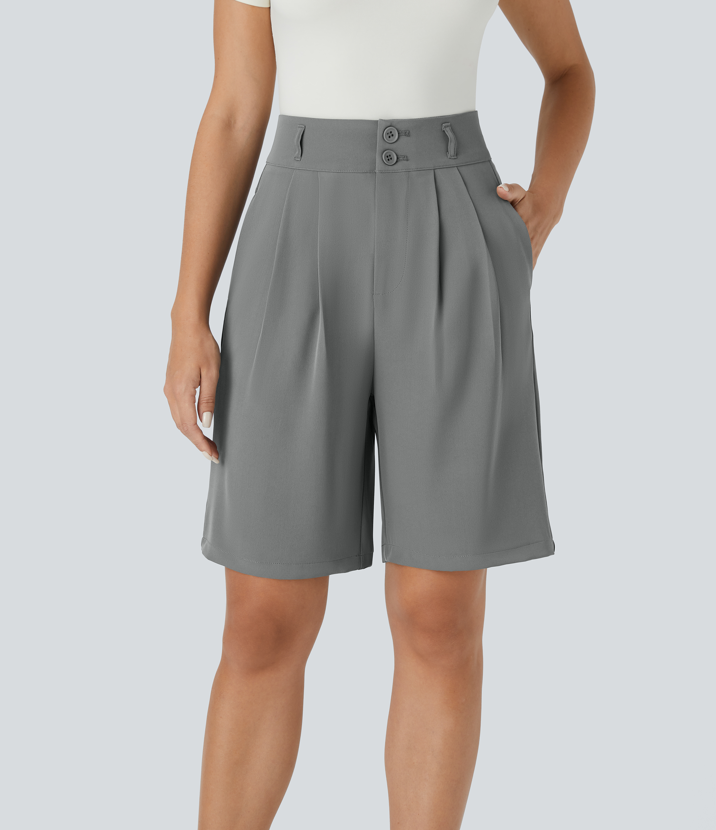 注目の福袋！ Women's Halara - Shorts Work Shirred Pocket Zipper Waisted High パンツ