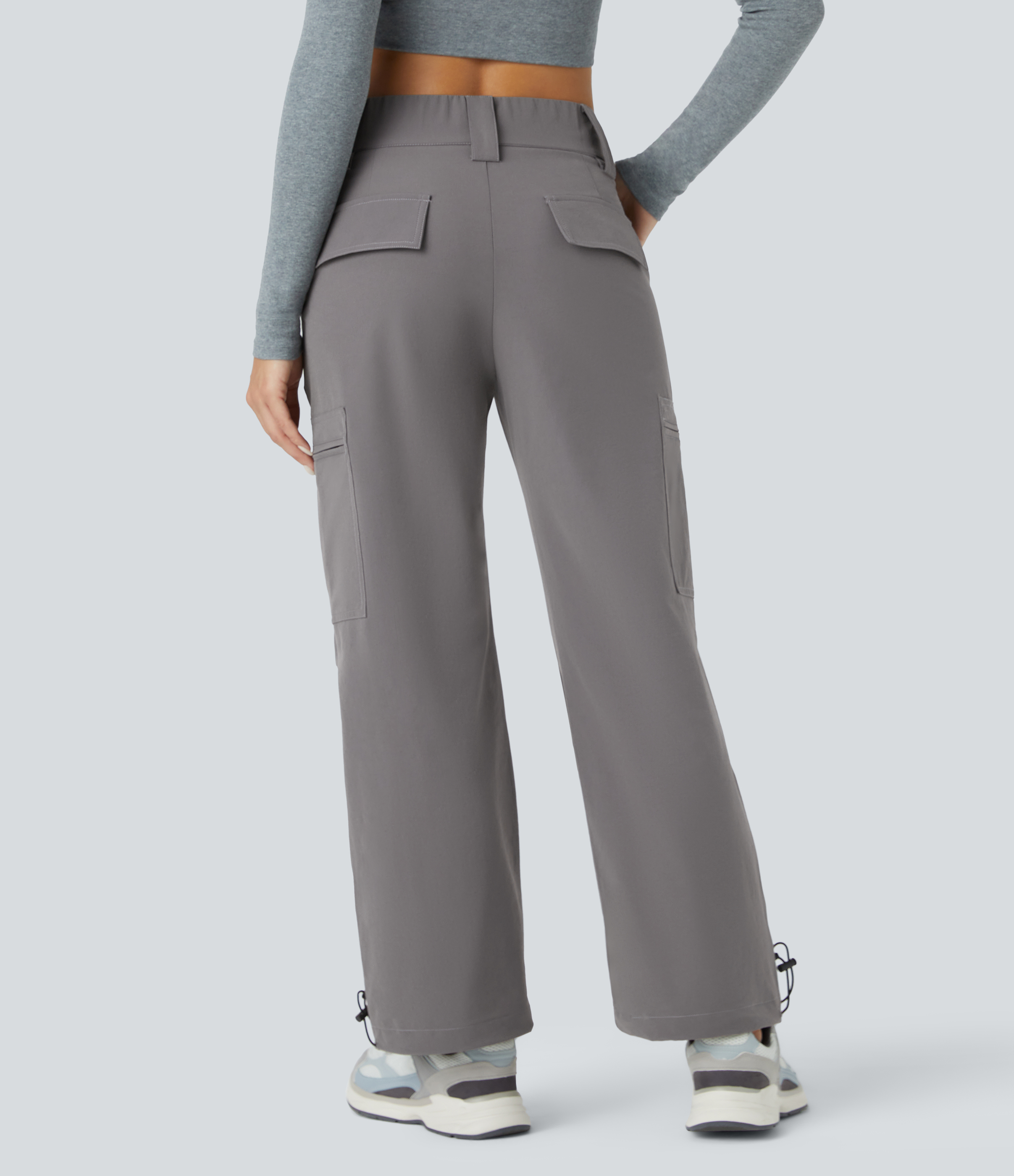 Mid Rise Zipper Pockets Casual Cargo Joggers