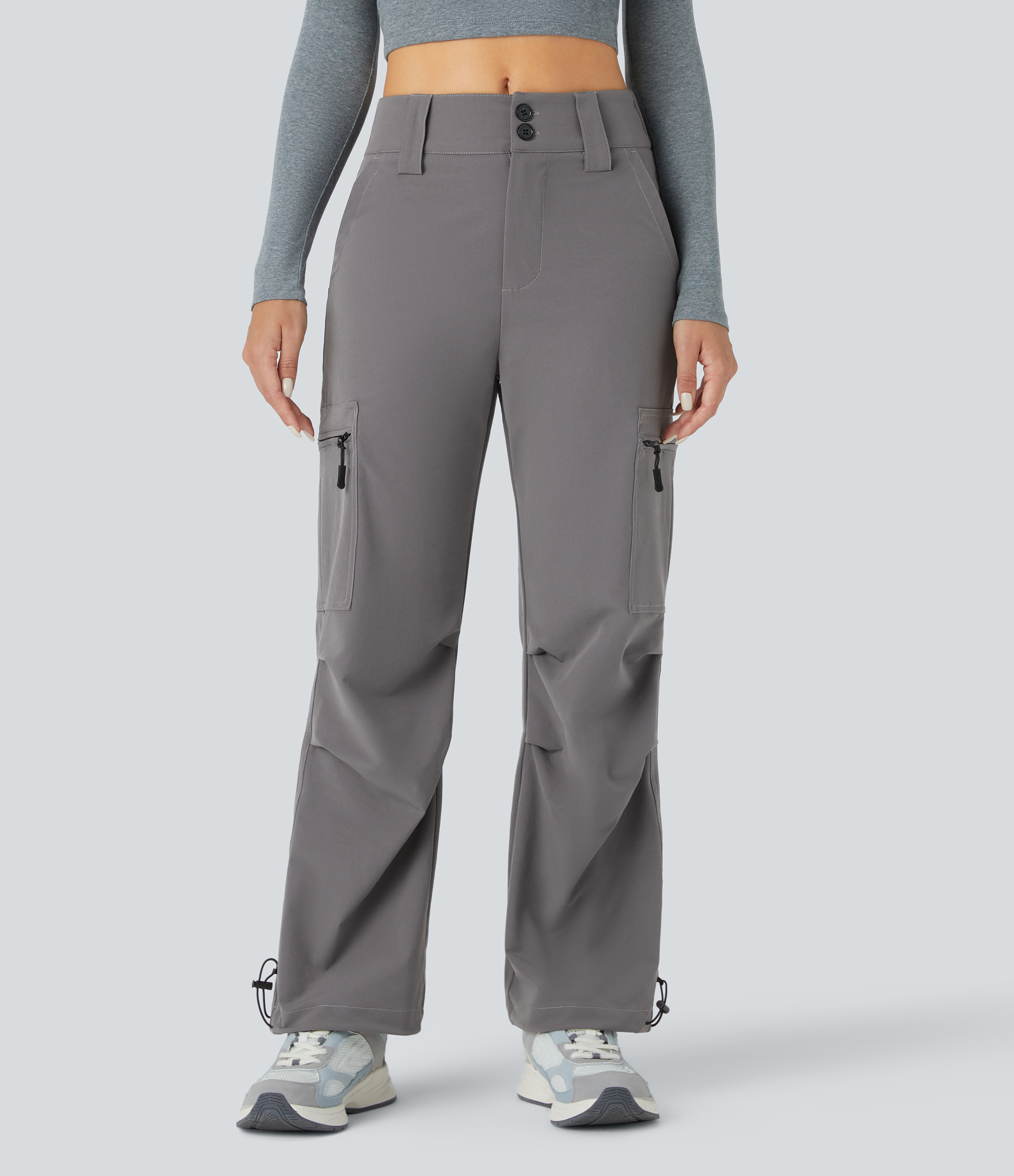 Storm Front Joggers cargo tiro medio botón cremallera múltiples bolsillos cordón ajustable / 2