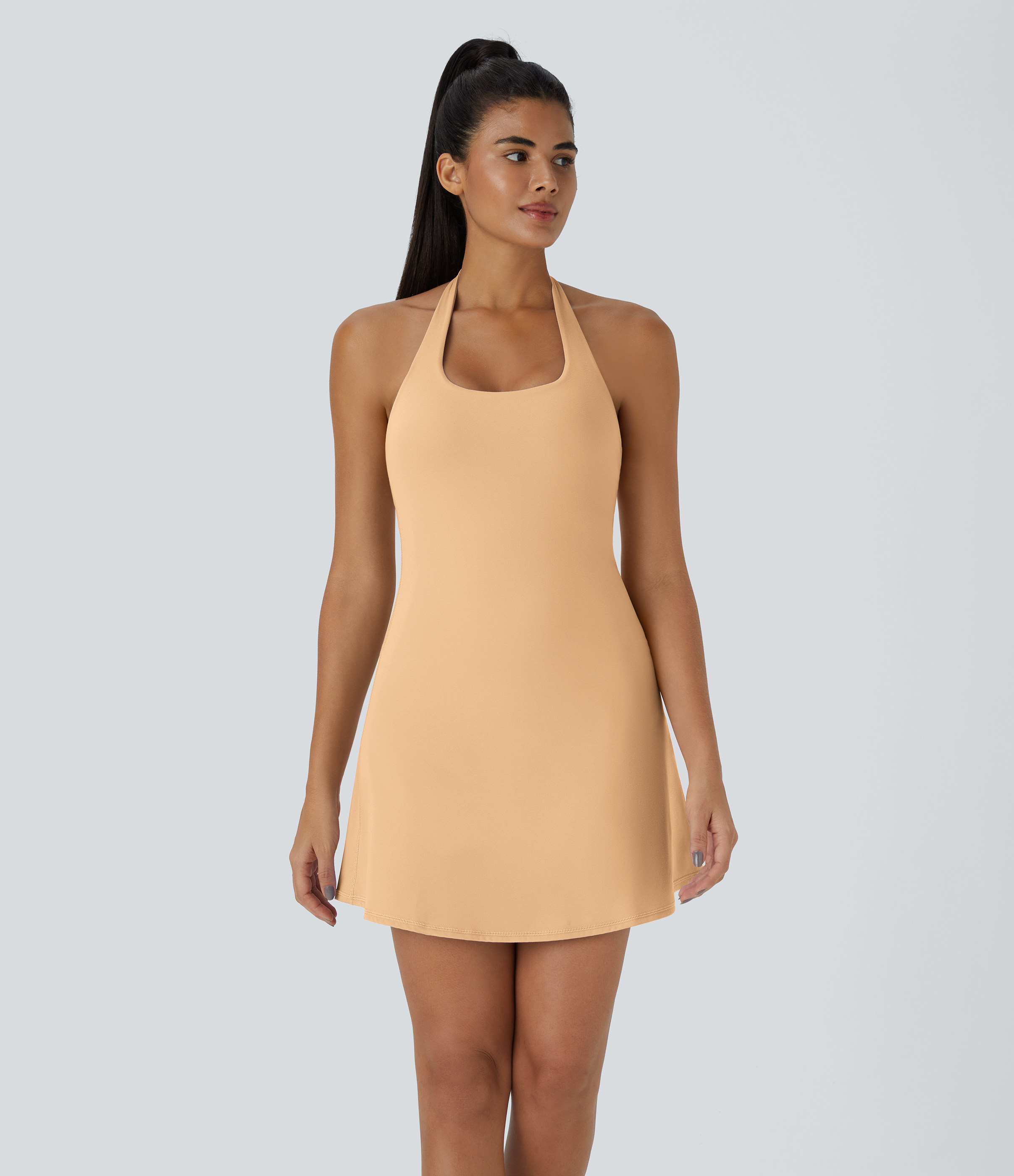 Minivestido Softlyzero™ Plush activo sin cordón bolsillo 2 en 1 sin espalda cuello halter