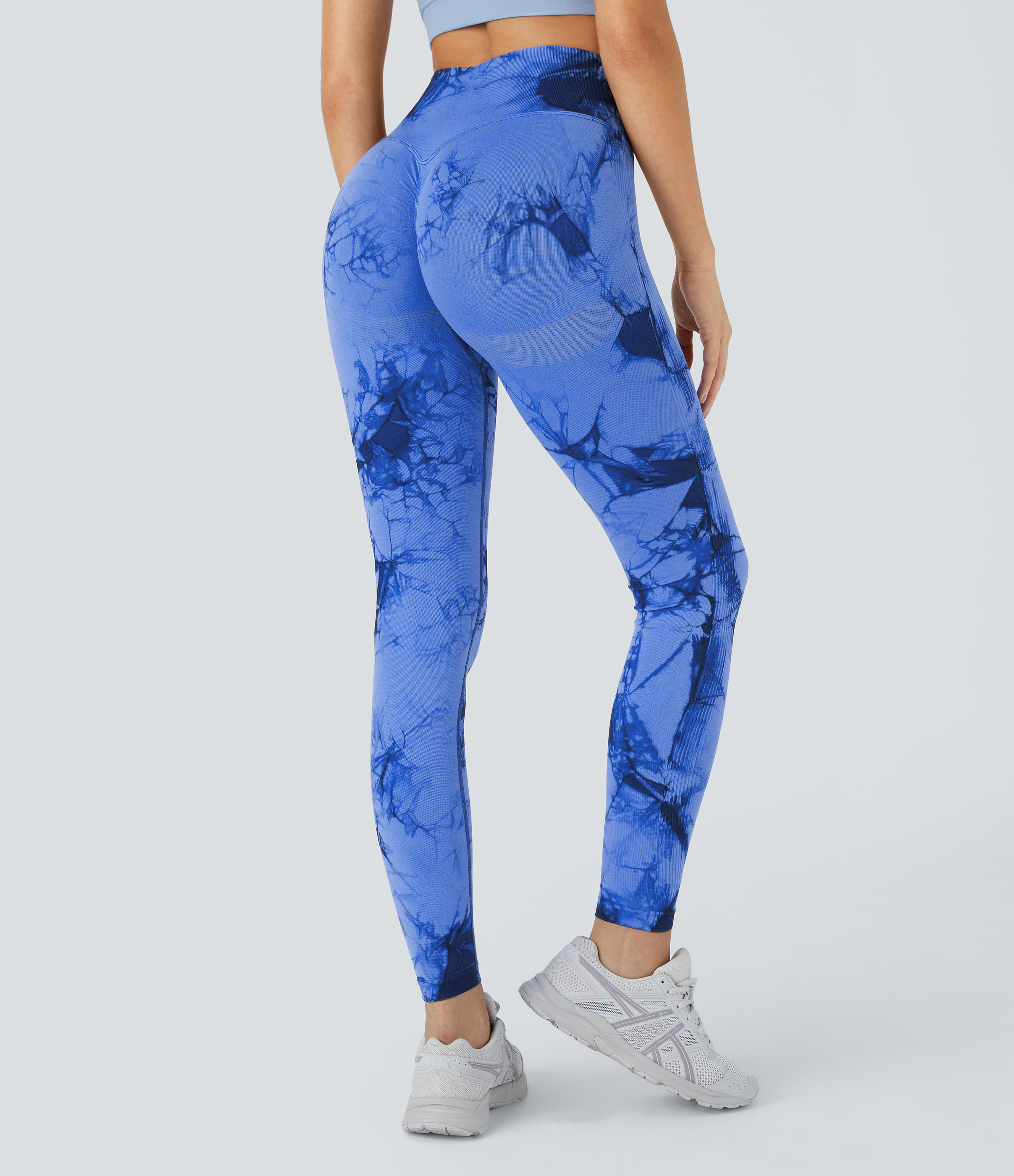 Leggings yoga teñido anudado tiro alto sin costura
