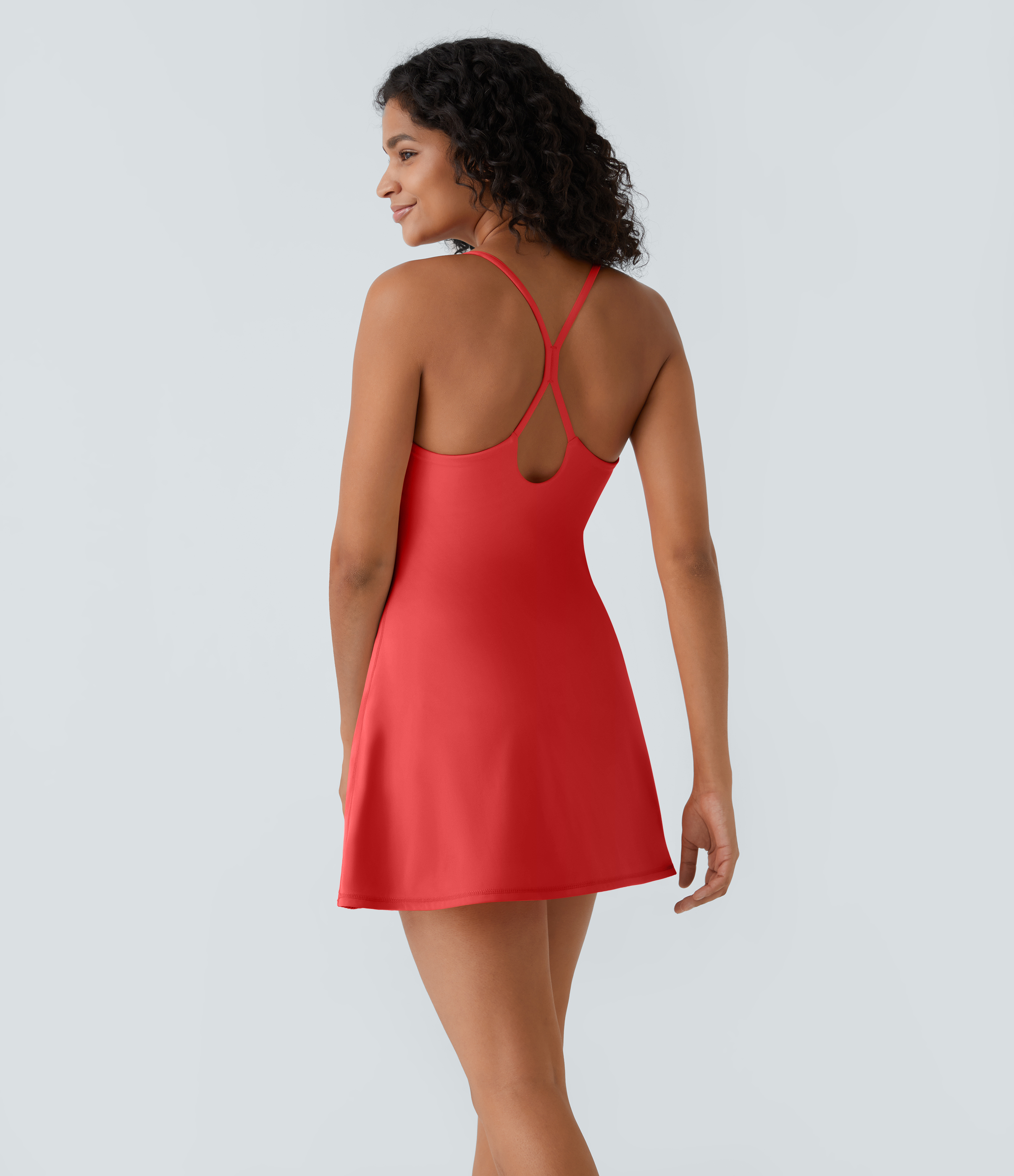 Poinsettia Minivestido Softlyzero™ Airy actividad sin espalda recortado 2 en 1 bolsillo tacto fresco UPF50+ / 2
