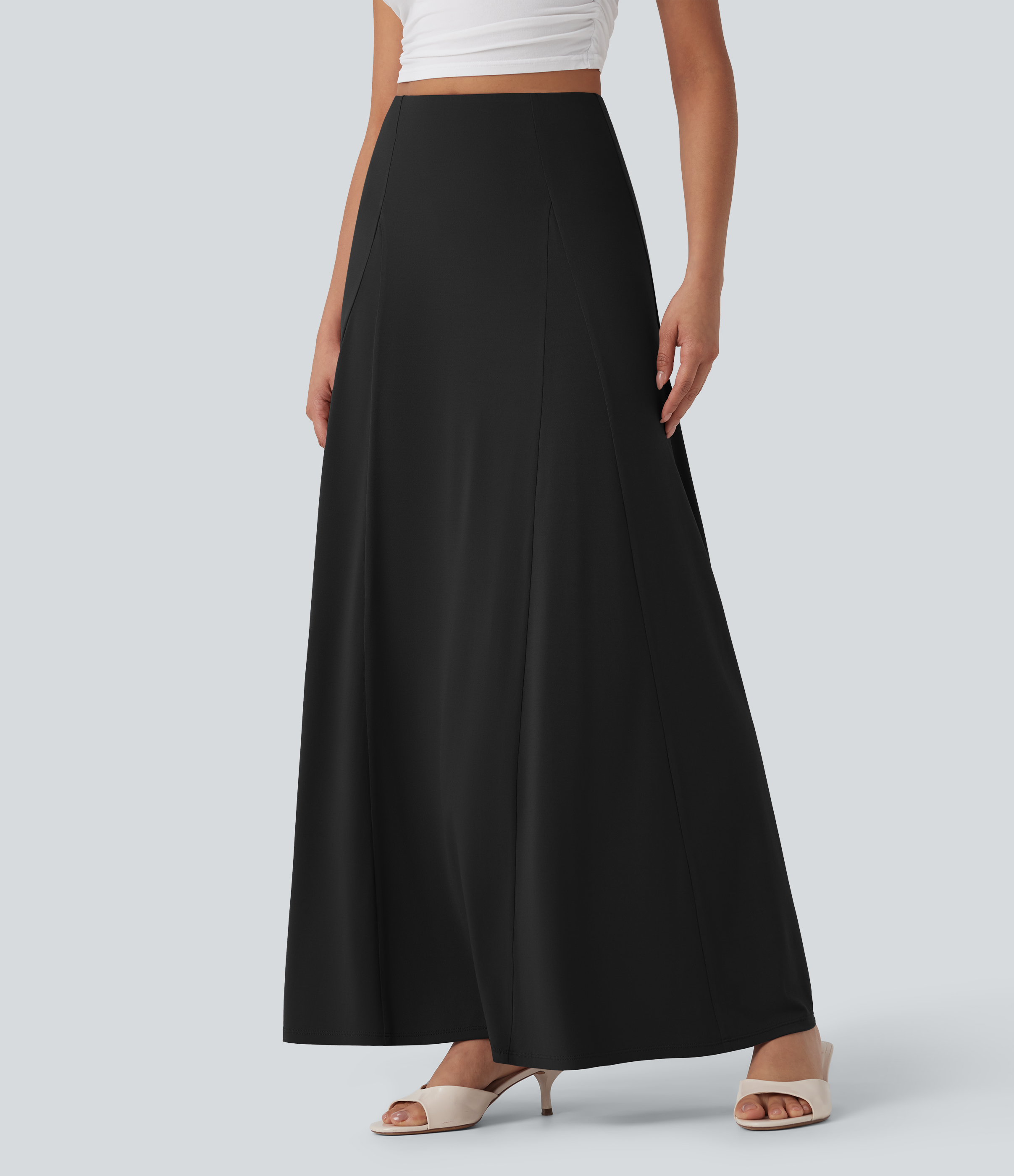Black Falda larga maxi casual holgada de tiro alto / 2