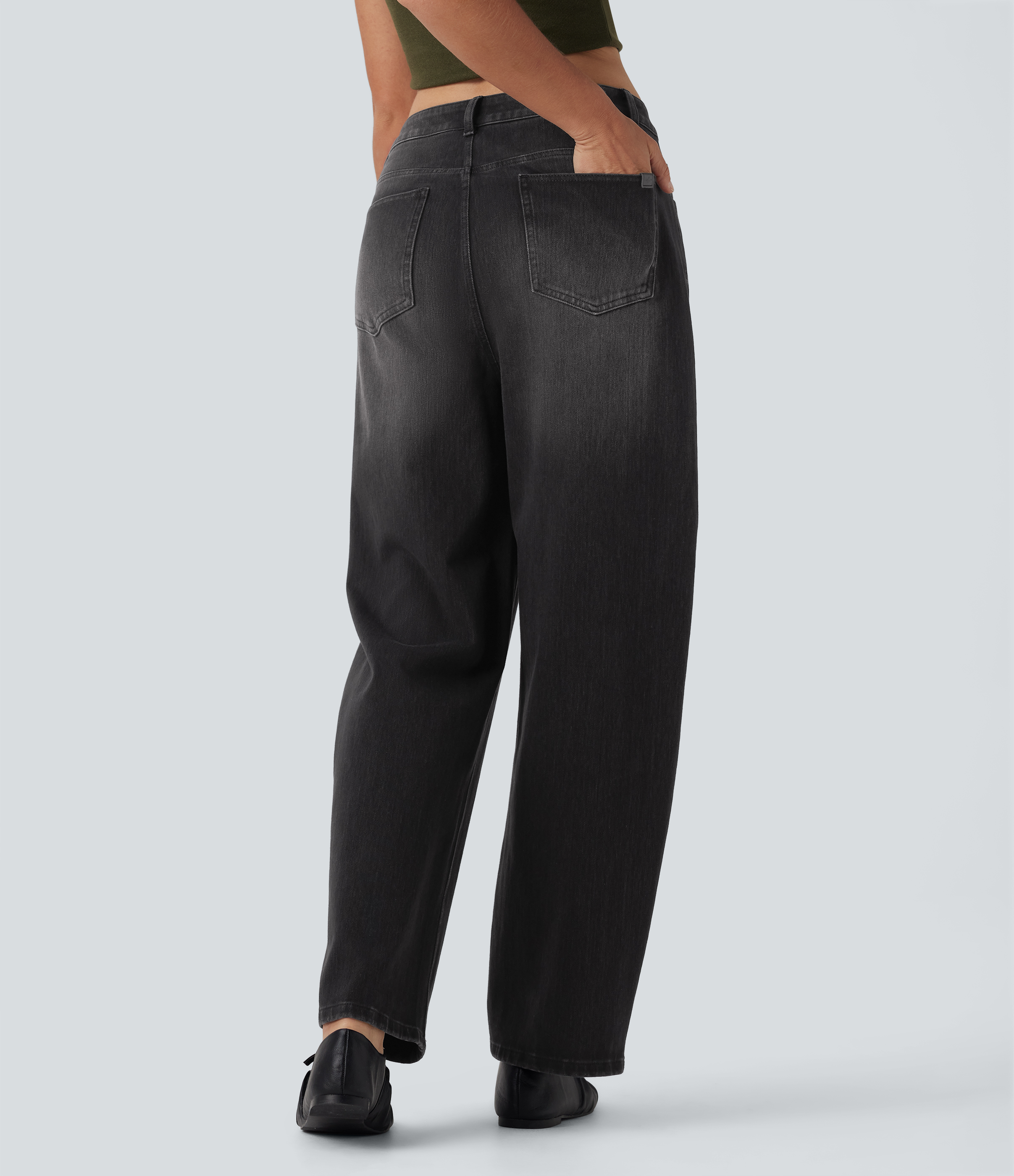Phantom Denim Jeans anchos Halara Flex™ de tiro alto casuales tipo desgastados con bolsillos / 2