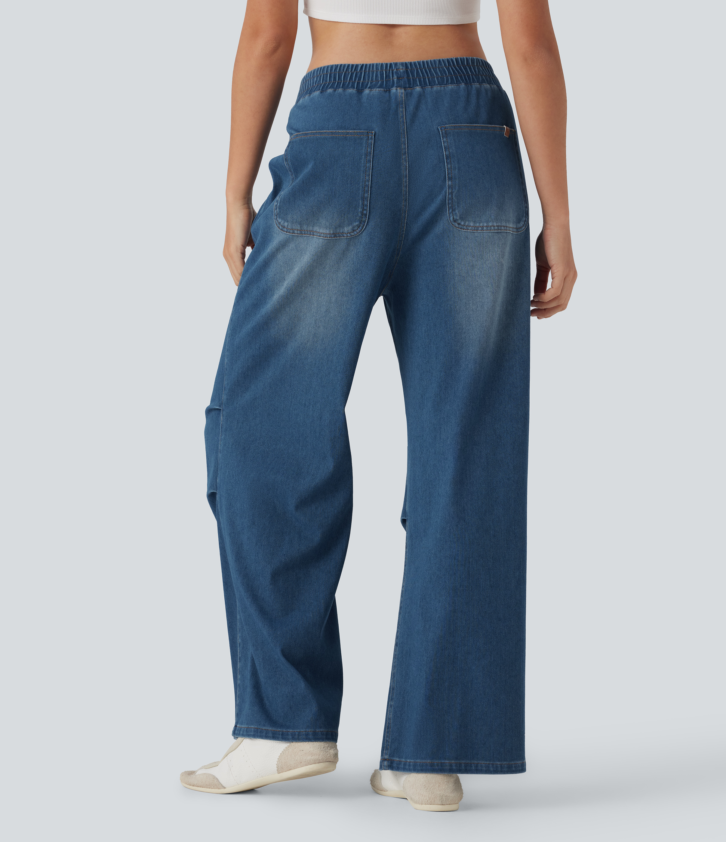 Estate Blue Denim Halara Flex™ Mid Rise Casual Baggy JoggerJeans with Pockets / 2