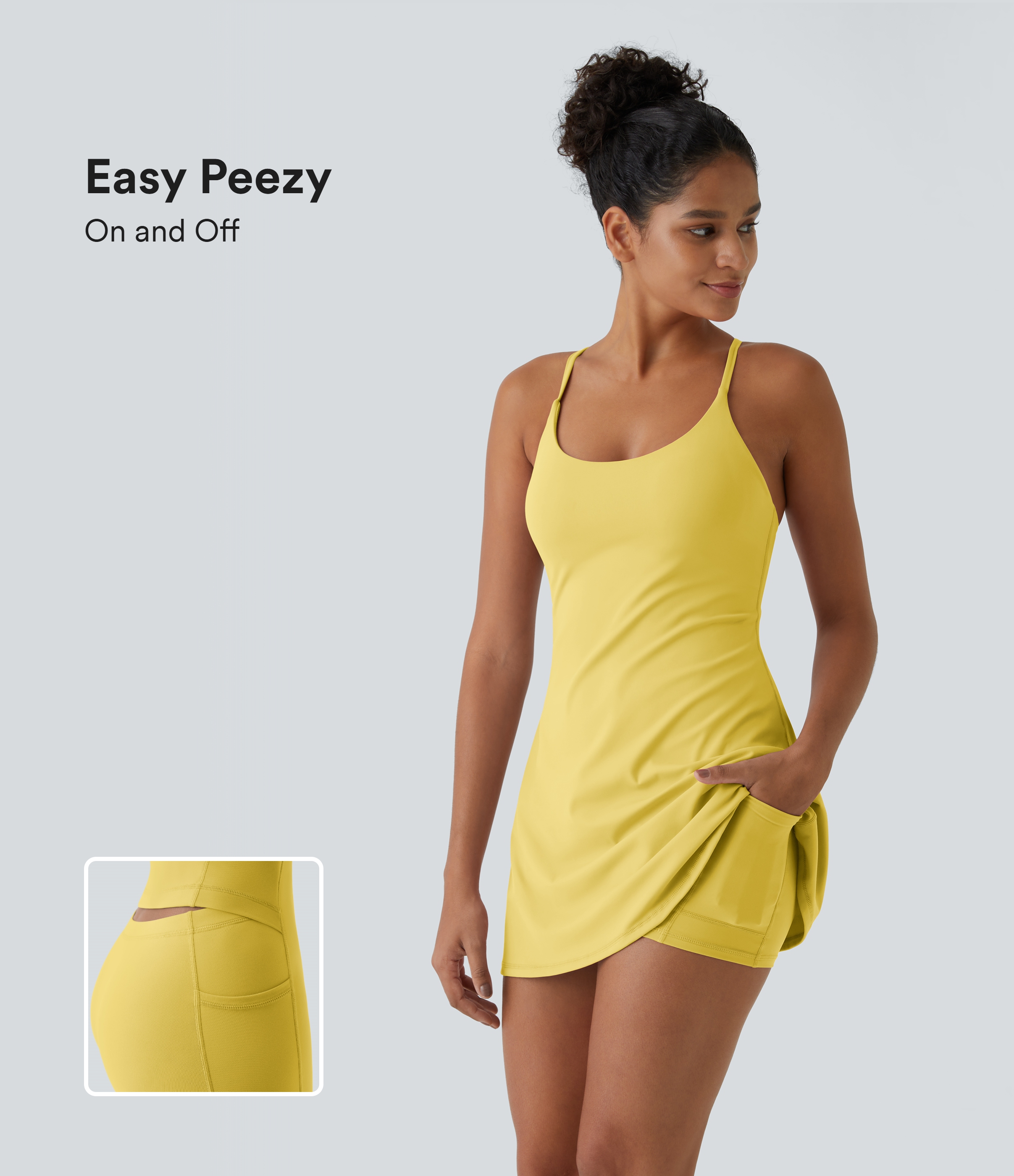  Everyday Softlyzero™ Plush Vestido deportivo sin espalda 2 en 1 acampanado -Wannabe -Easy Peezy