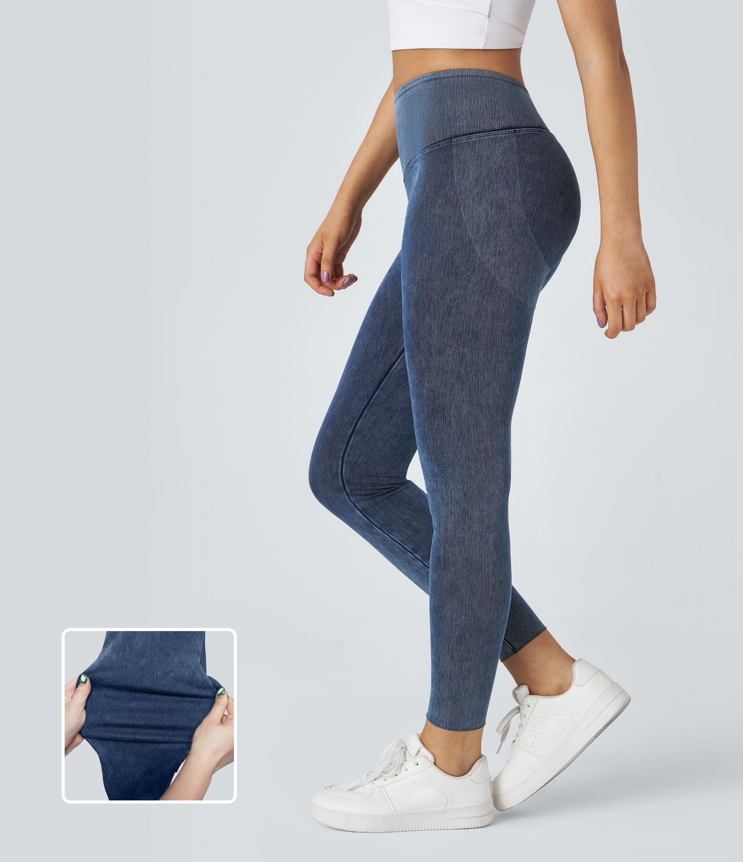 Halara Flex™ High-Waisted Stretch Knit Denim Casual Leggings