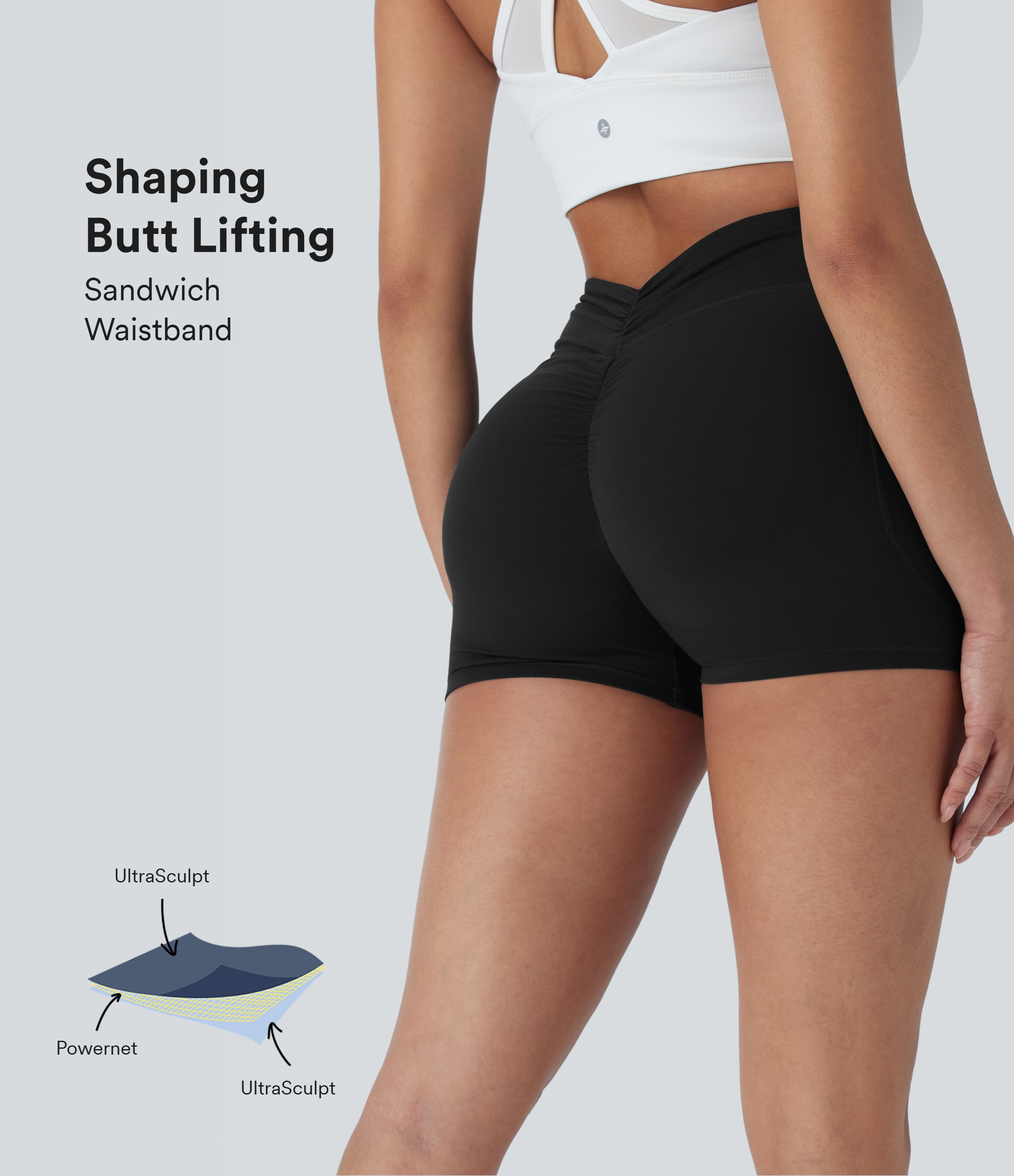 Halara UltraSculpt™ High Waisted Tummy Control Butt Lifting Ruched Shaping Yoga Biker Shorts 3'' with Pockets