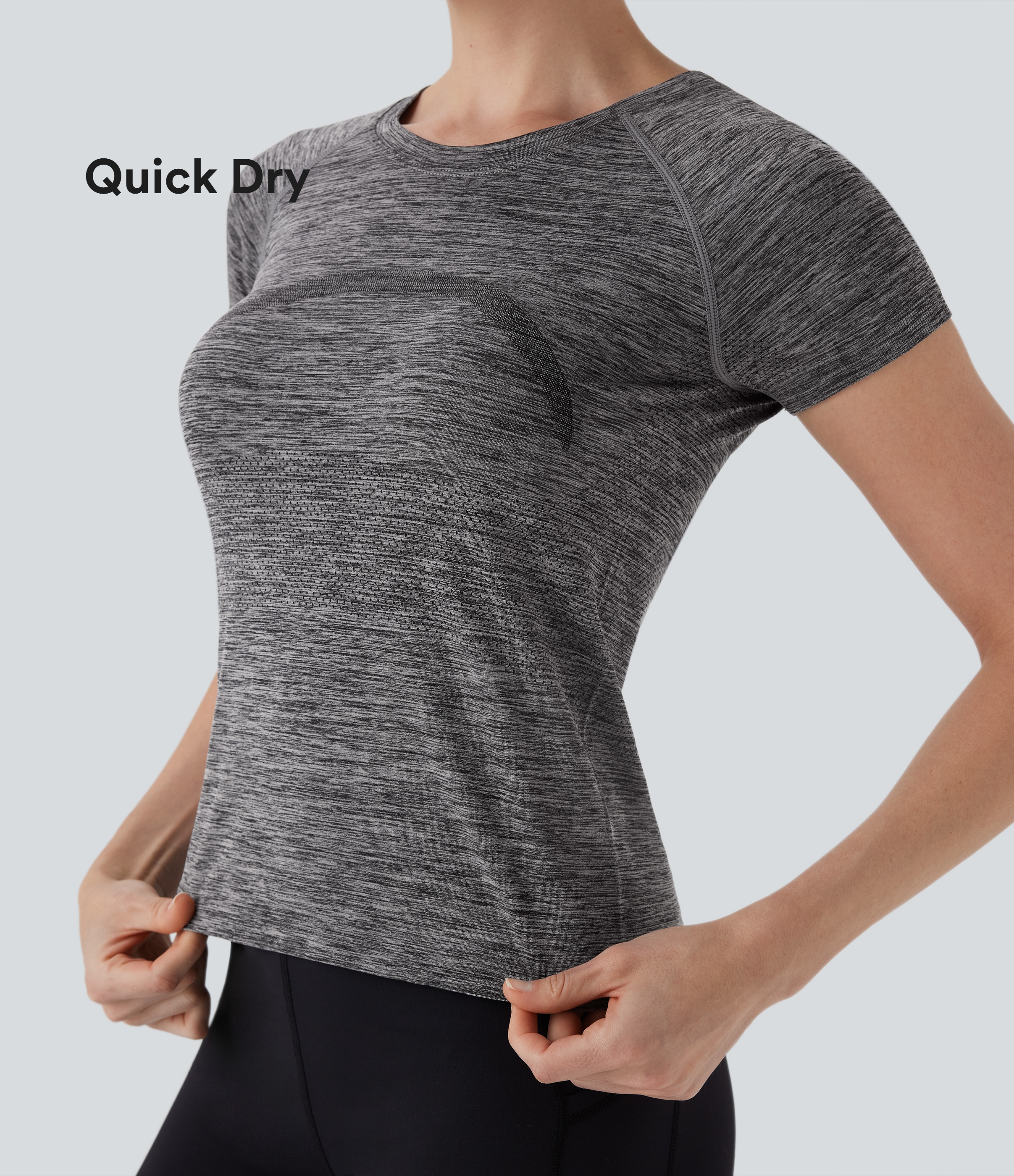 Black OneForm Seamless Flow Short Sleeve Cut Out Quick Dry Hiking Sports Top / 1
