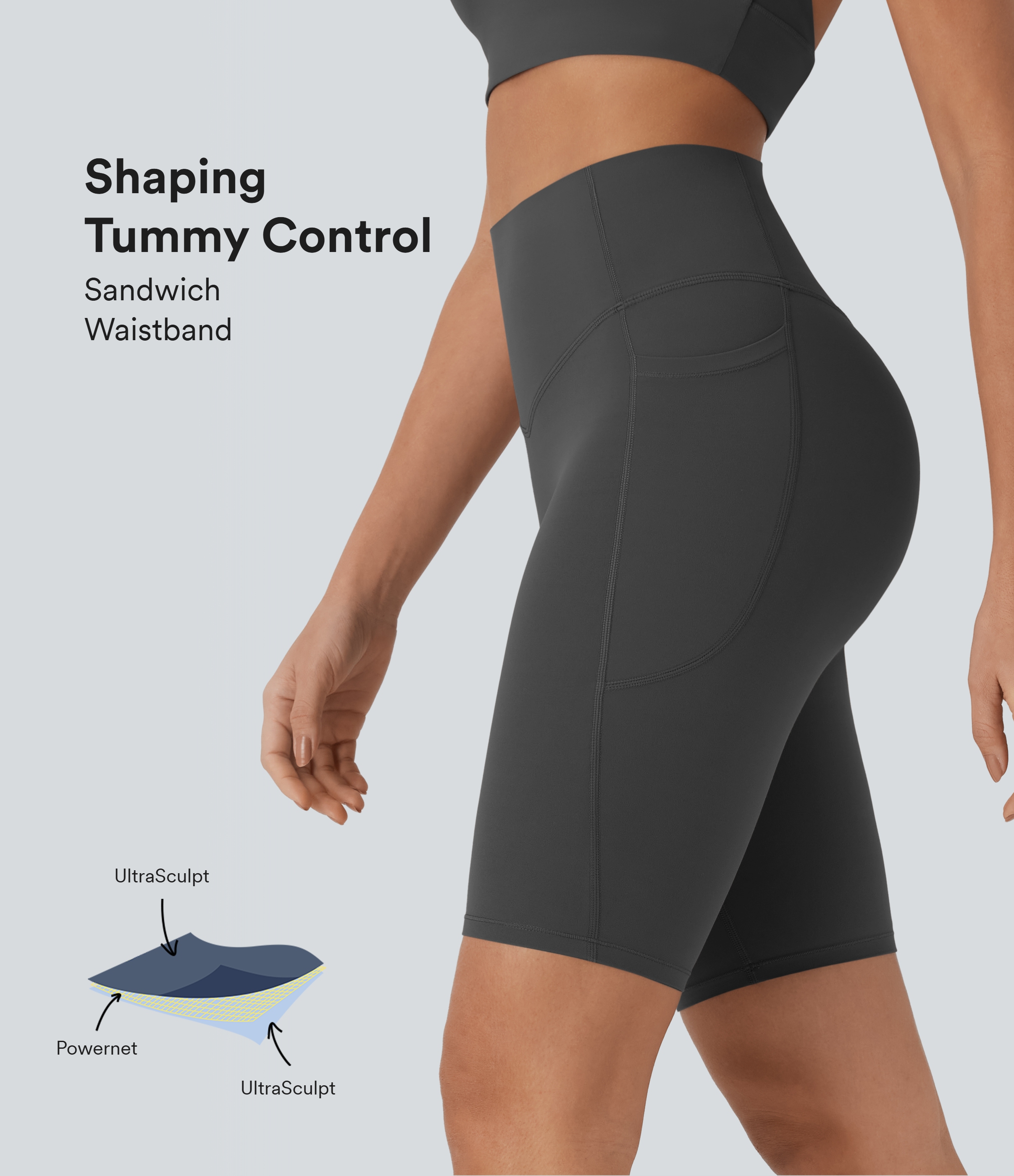 Halara UltraSculpt™ High Waisted Tummy Control Pocket Shaping Training Biker Shorts 9''