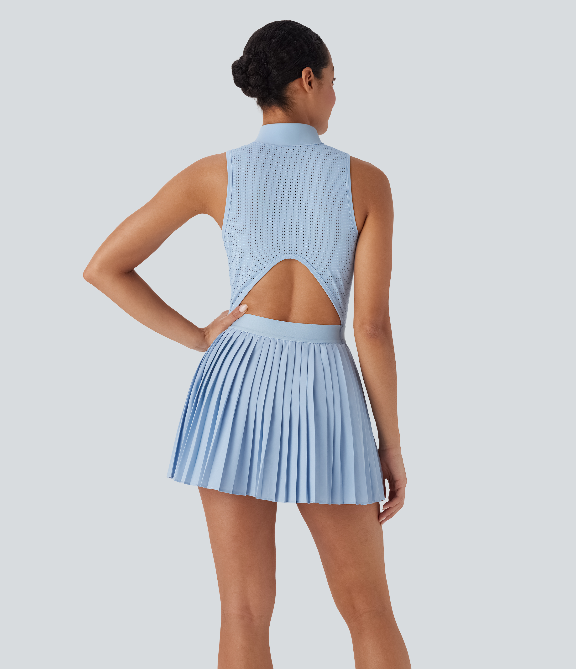 Breezeful™ Sleeveless Cut Out 2-in-1 Pleated Quick Dry Mini Tennis Active Dress with Pockets