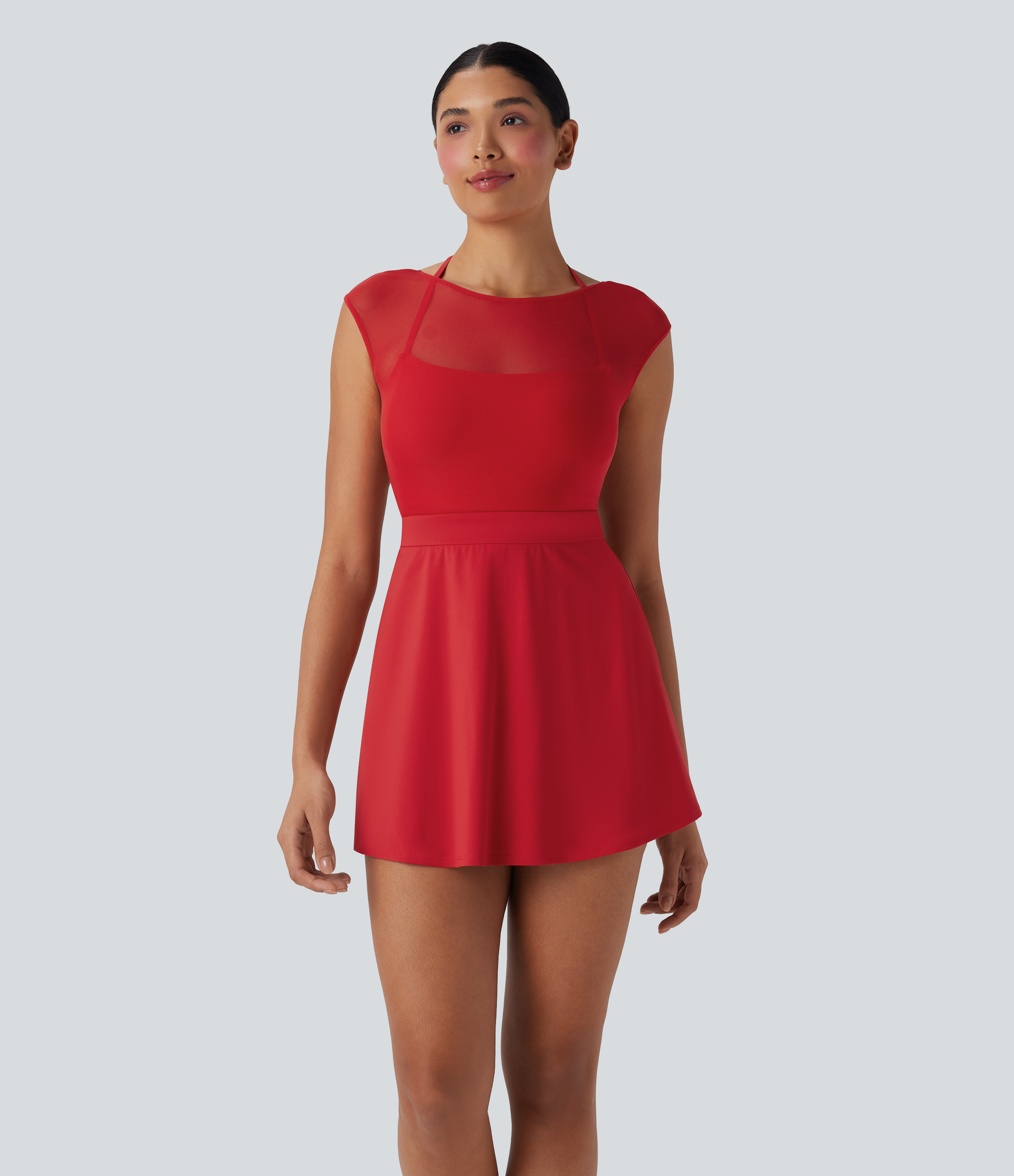 Mars Red SoftlyZero™ Luftiges Neckholder-Kleid mit verstellbarer Schnalle, Kontrastmasche, Kühl-Touch für Yoga und Aktivitäten - Leicht gemacht - UV-Schutz UPF50+ / 2