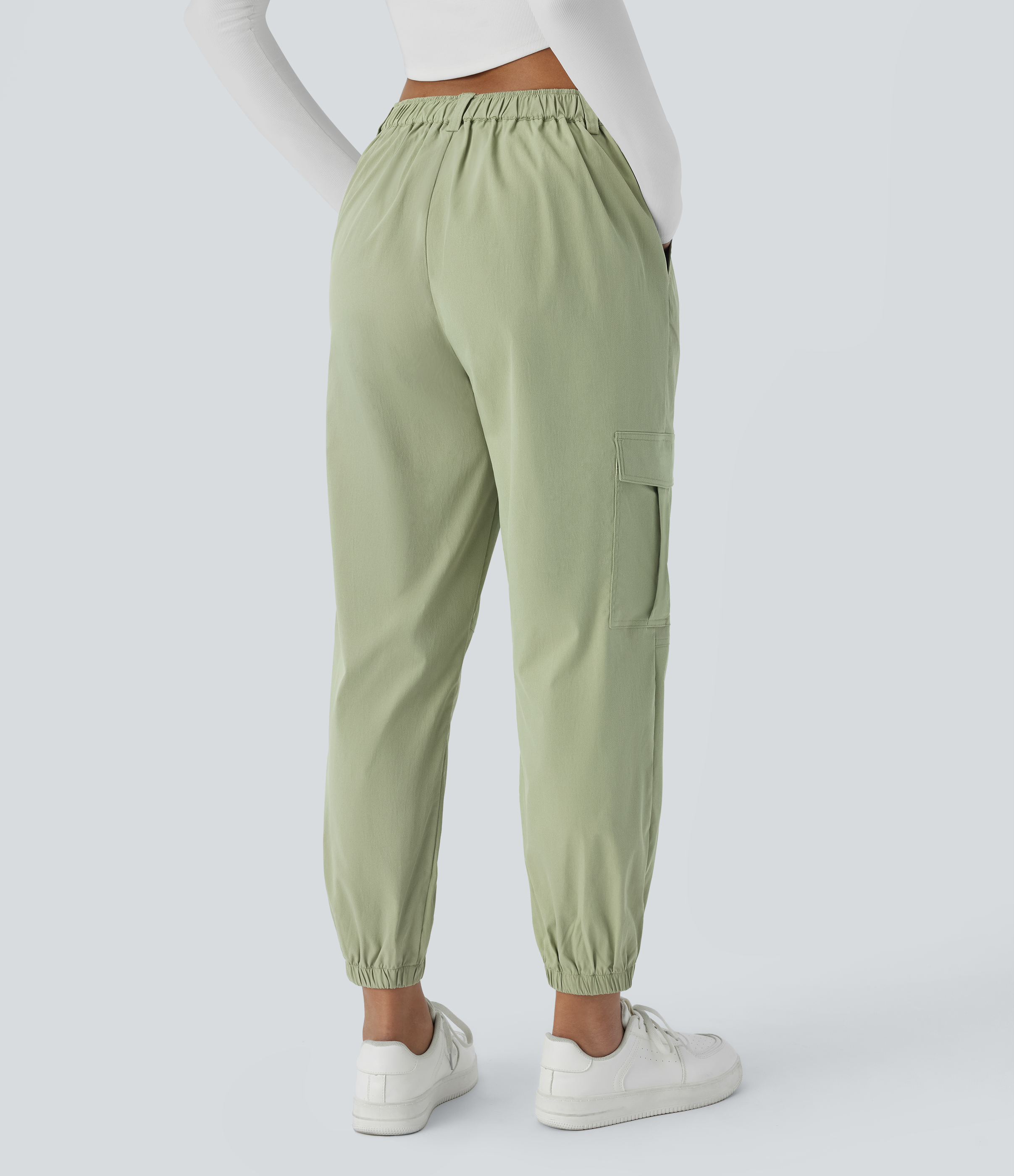 Lint Pantalon cargo décontracté à taille mi-haute, fermeture par boutons et plusieurs poches. / 2