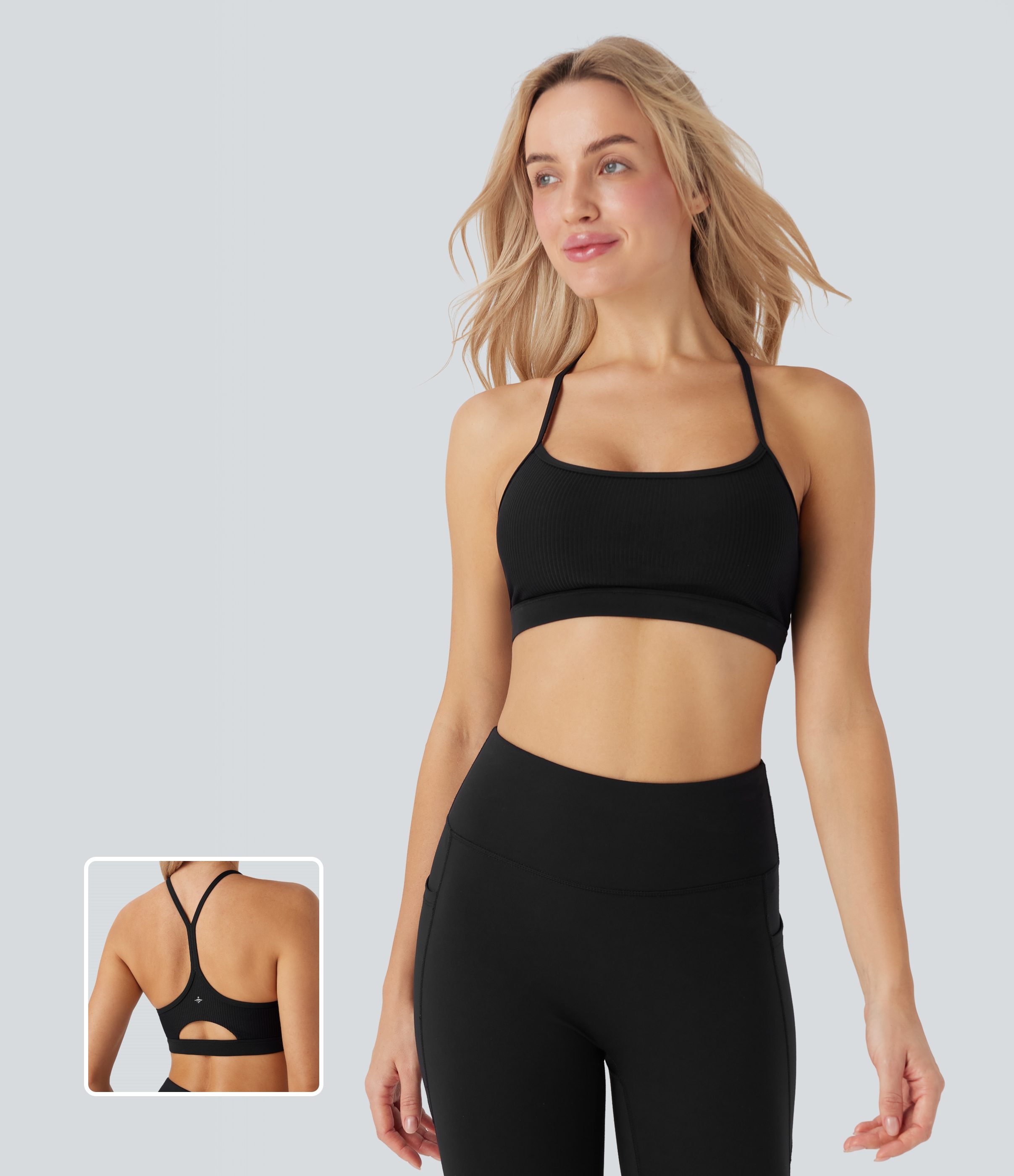 Ribbed Low Support Cut Out Yoga Sports Bra A-C Cups