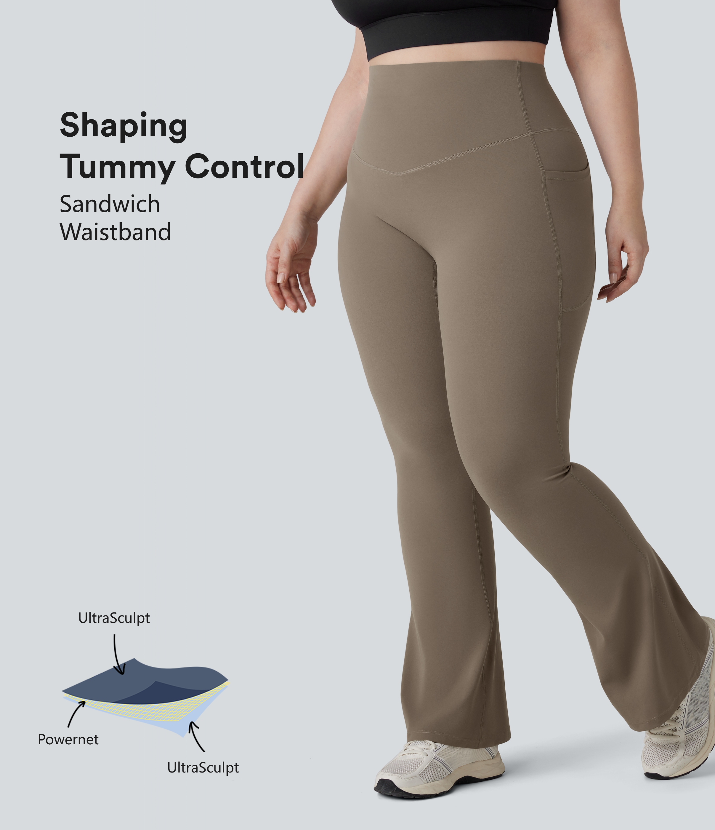 Halara UltraSculpt™ High Waisted Tummy Control Pocket Shaping Yoga Bootcut Plus Size Leggings