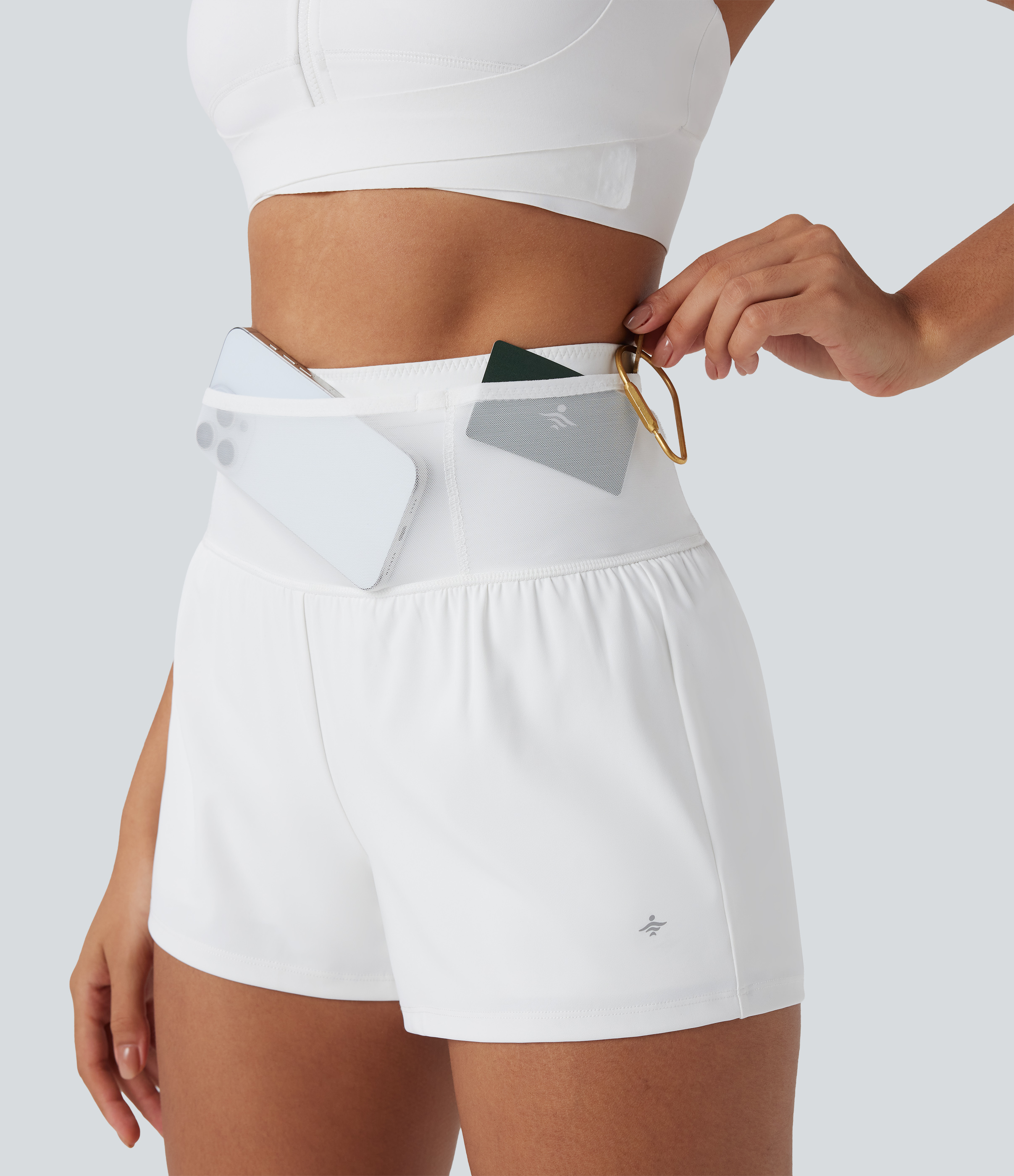 Pantalón corto SpeedWave™ correr tiro alto malla contrastante 2 en 1 secado rápido múltiple bolsillo