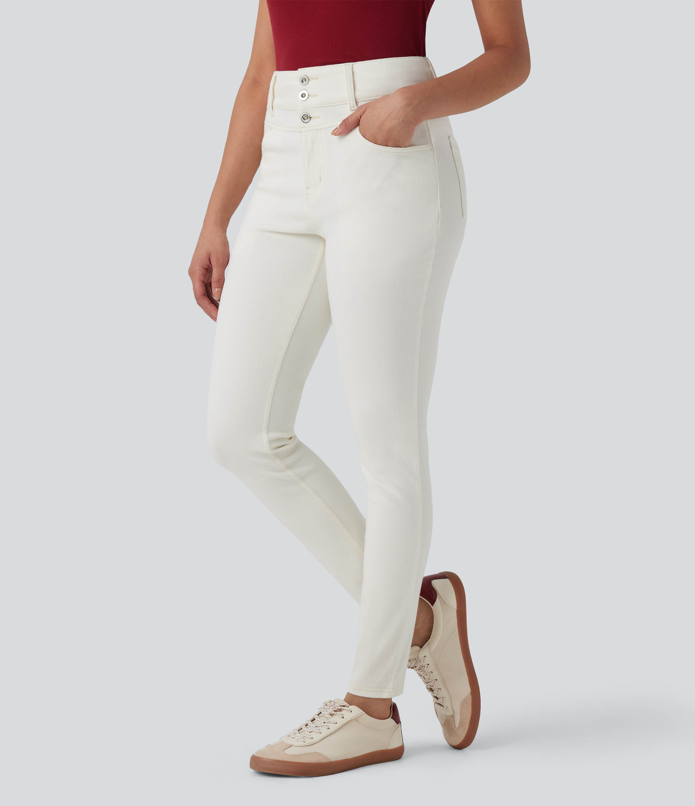 Halara Flex™ High Waisted Zipper Pockets Casual Skinny Jeans