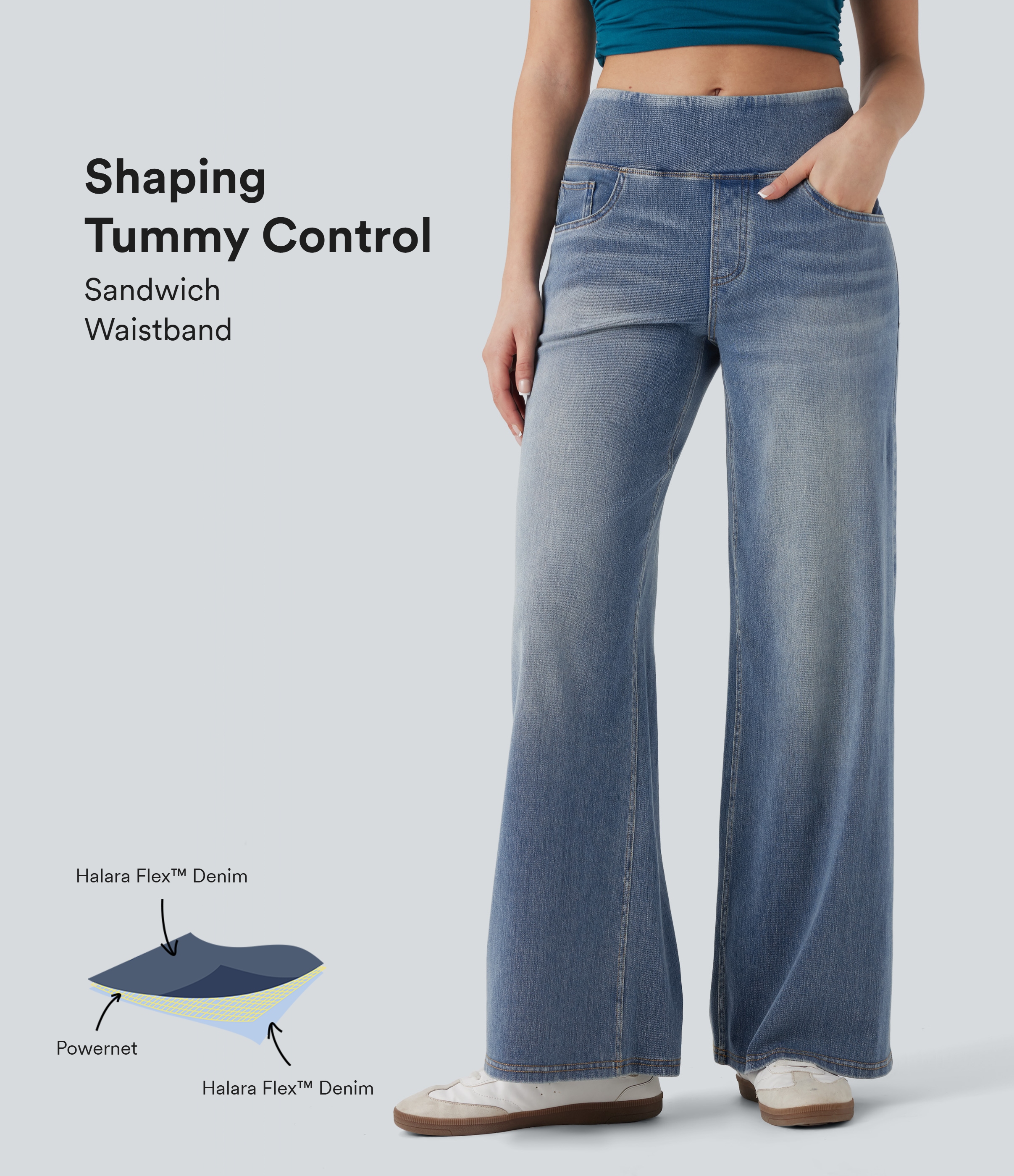 SAGE TUMMY CONTROL SLOUCHY ANKLE BAGGY PANTS