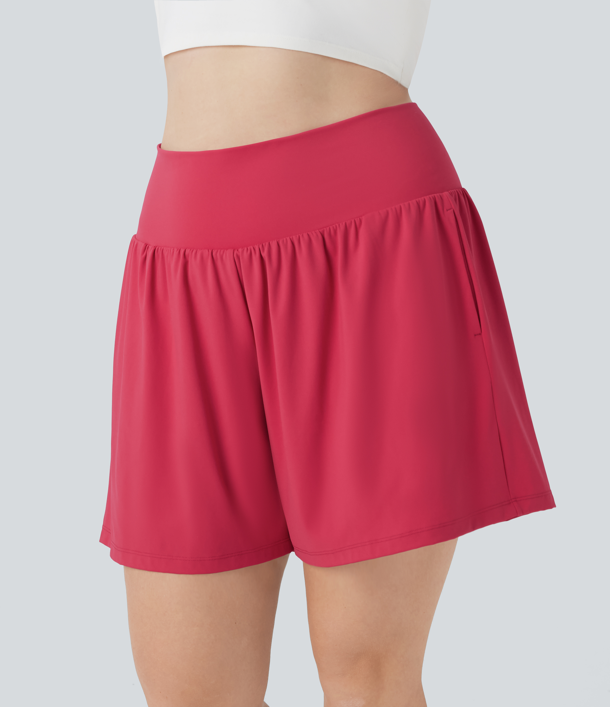 SoftlyZero™ Airy Super High Waisted 2-in-1 InstantCool Yoga Plus Size Shorts 7" with Pockets