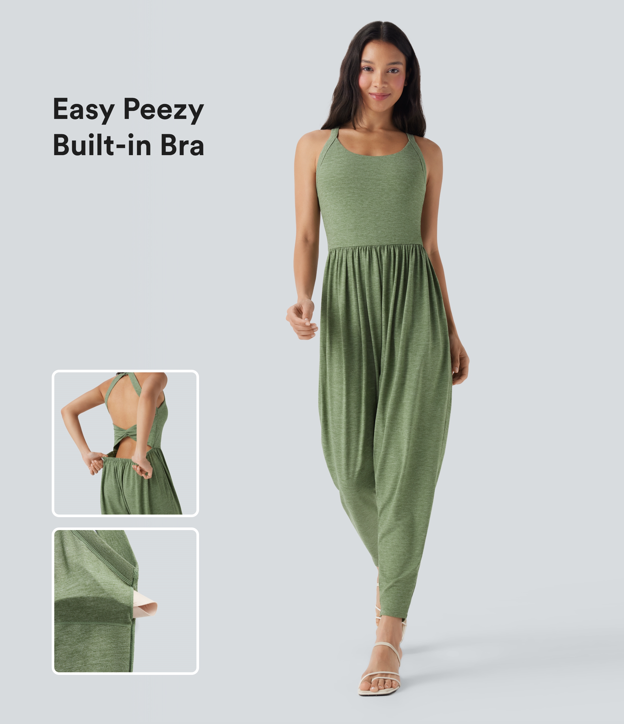 Built-in Bra Harem Casual Jumpsuit with Pockets-Easy Peezy Edition