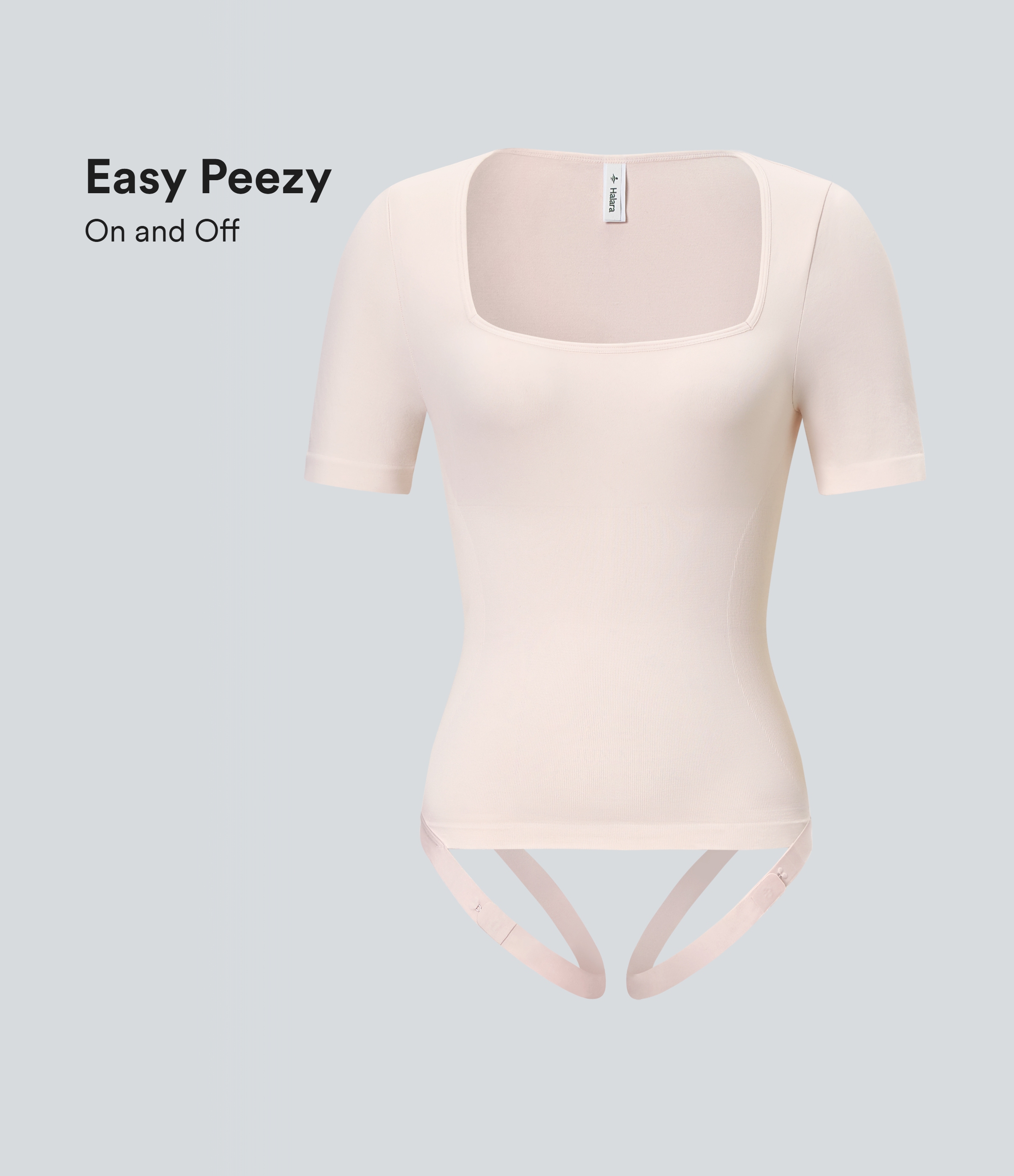 Seamless Flow Smoothing Square Neck Adjustable Leg Straps Work Bodysuit-Easy Peezy