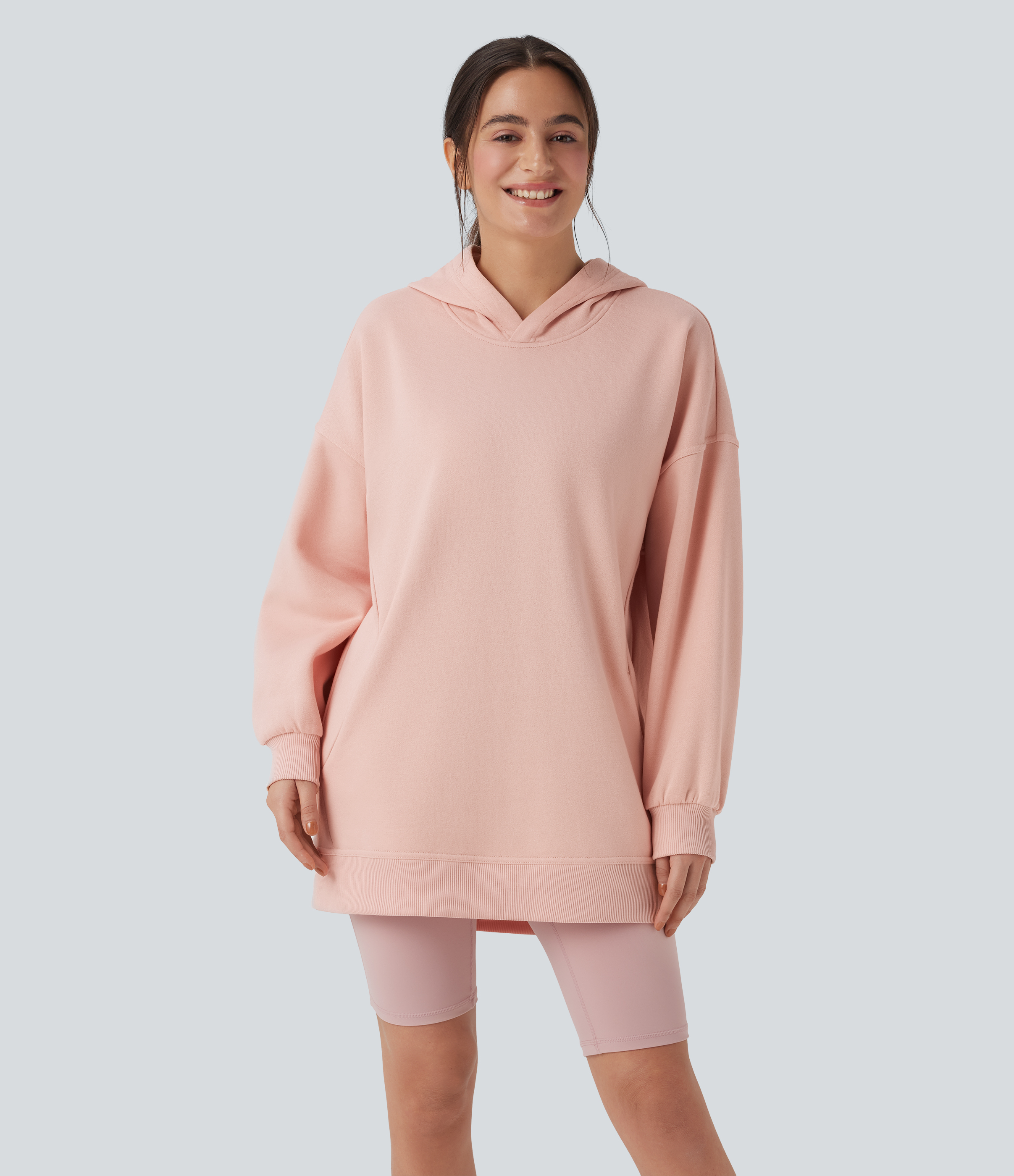 Peachy Keen Sudadera casual polar extragrande de manga larga con capucha y bolsillos / 2