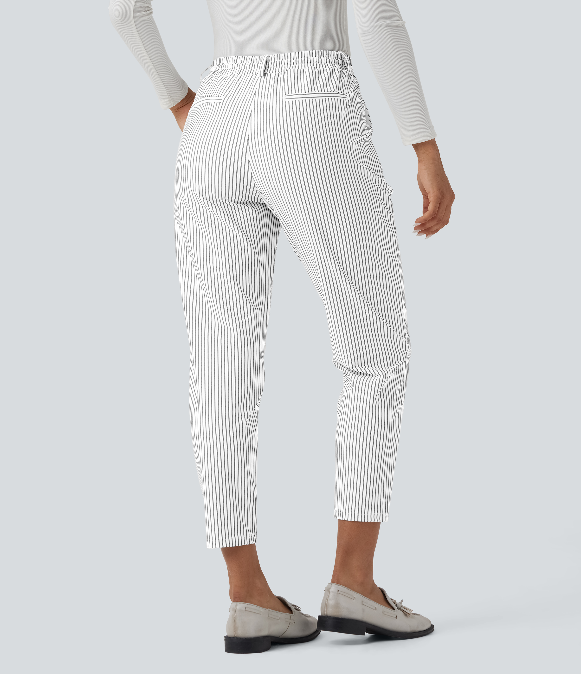 Zebra Ripple Halara Flex™ Mid Rise Drawstring Tapered Stripe Work Pants with Pockets / 2
