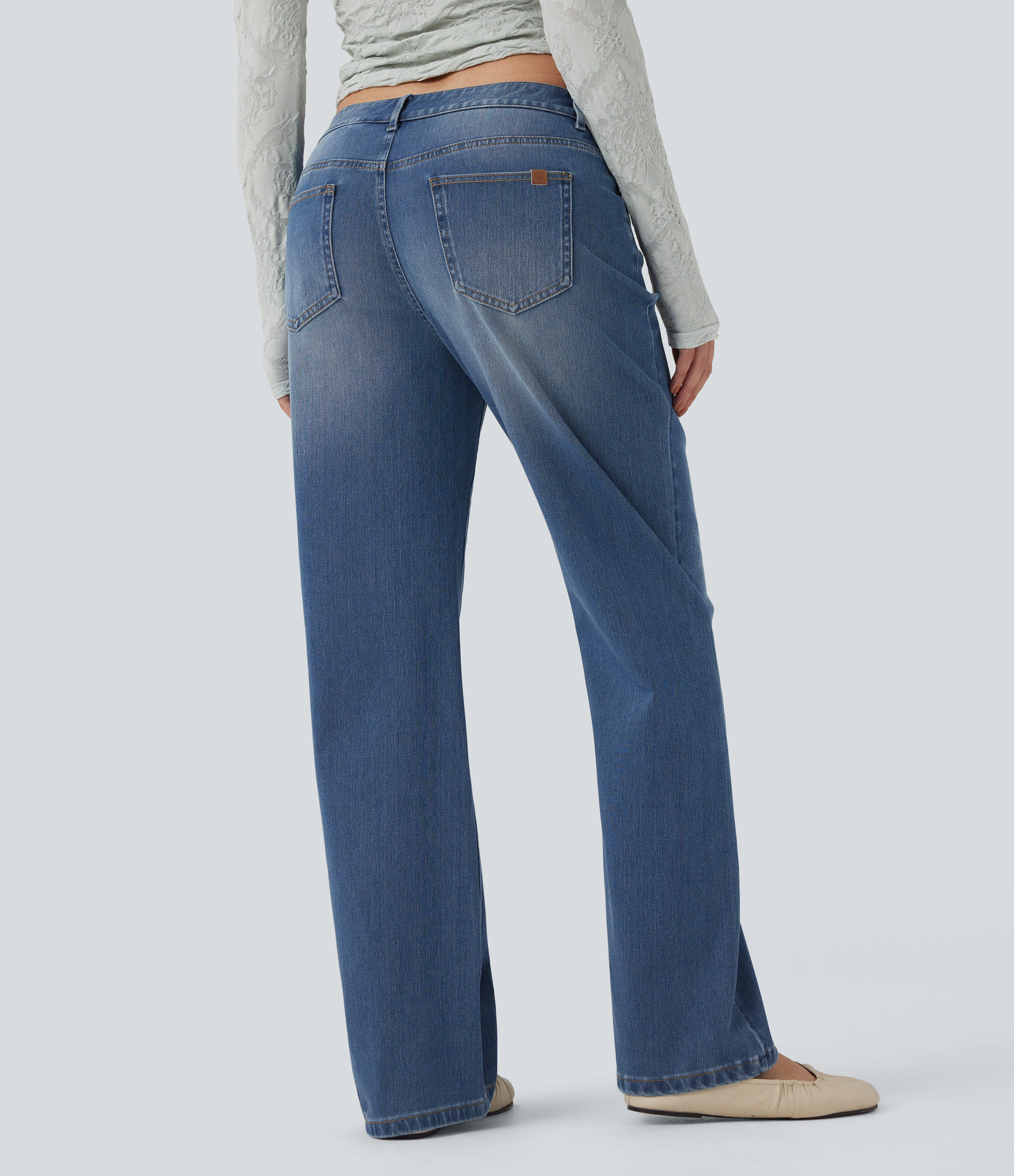  Blue Jasper Denim Halara Flex™ Low Rise Straight Leg Casual Jeans with Pockets / 2