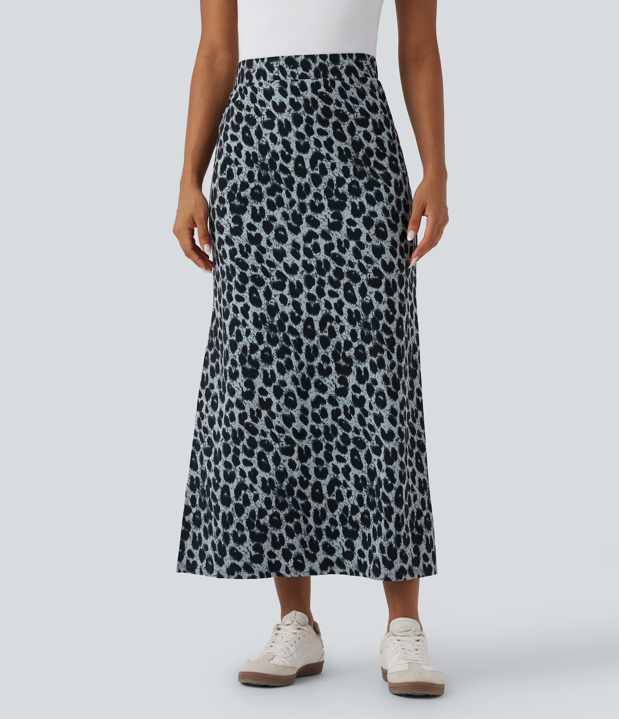 スカート [MOMENTEL] Full Printed Bear Boxing skirt Women's Halara UltraSculpt™ Leopard Print High Waisted Split