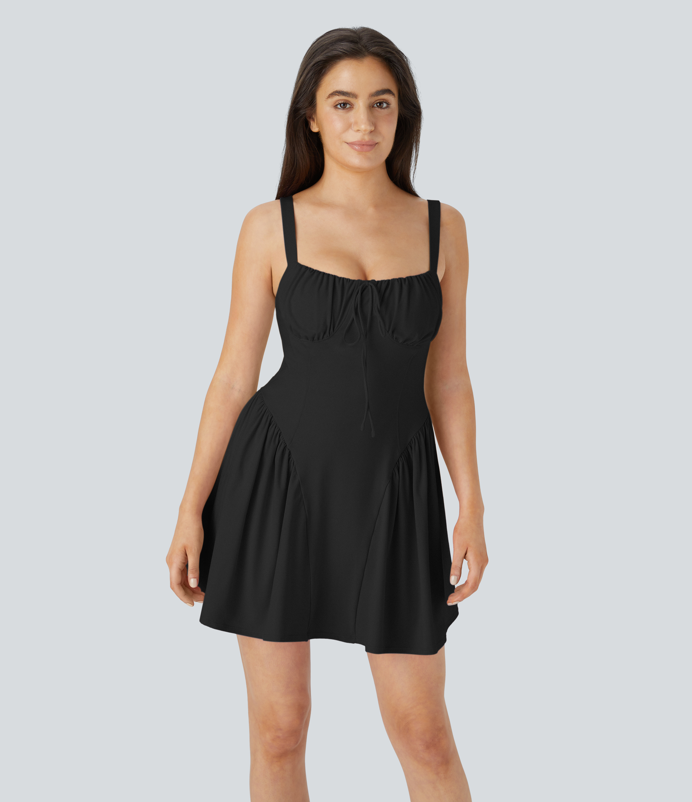 SoftlyZero™ Airy Tie Front 2-in-1 Pocket  Mini Slip Dance Active Dress-Easy Peezy Edition