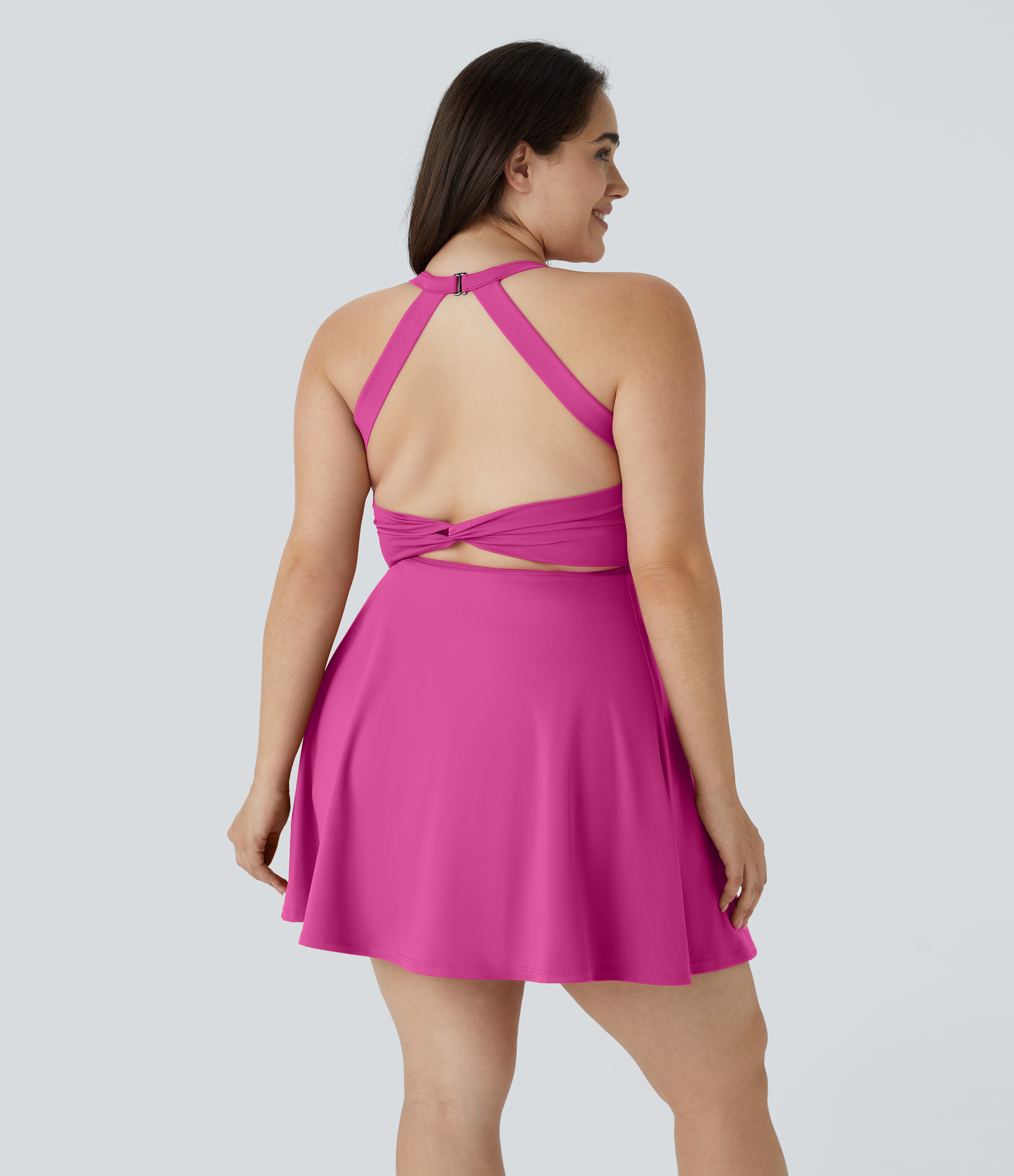 Cut Out Pocket 2-in-1 Exercise Plus Size Dress-Easy Peezy