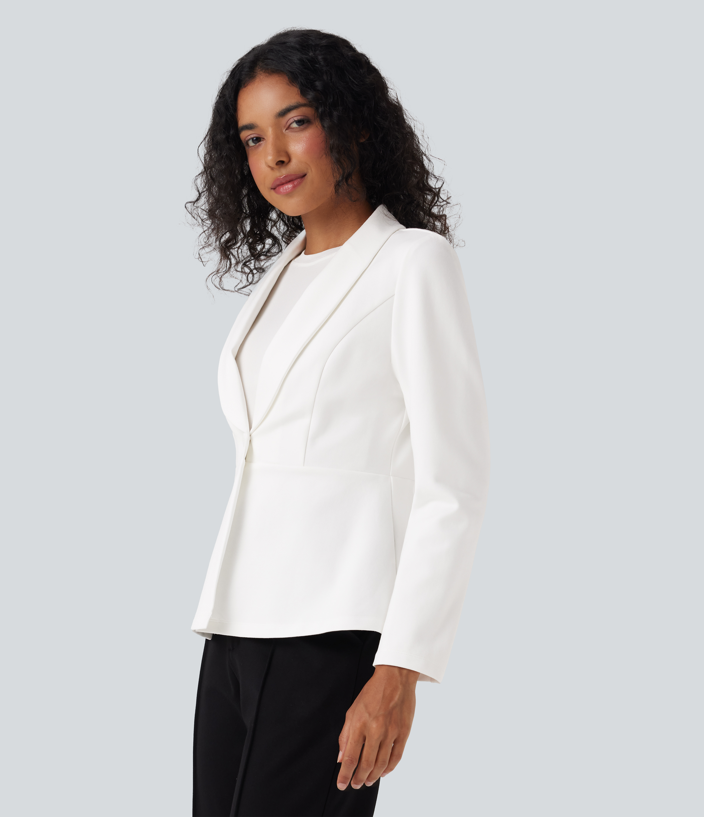 Shawl Collar Long Sleeve Work Blazer