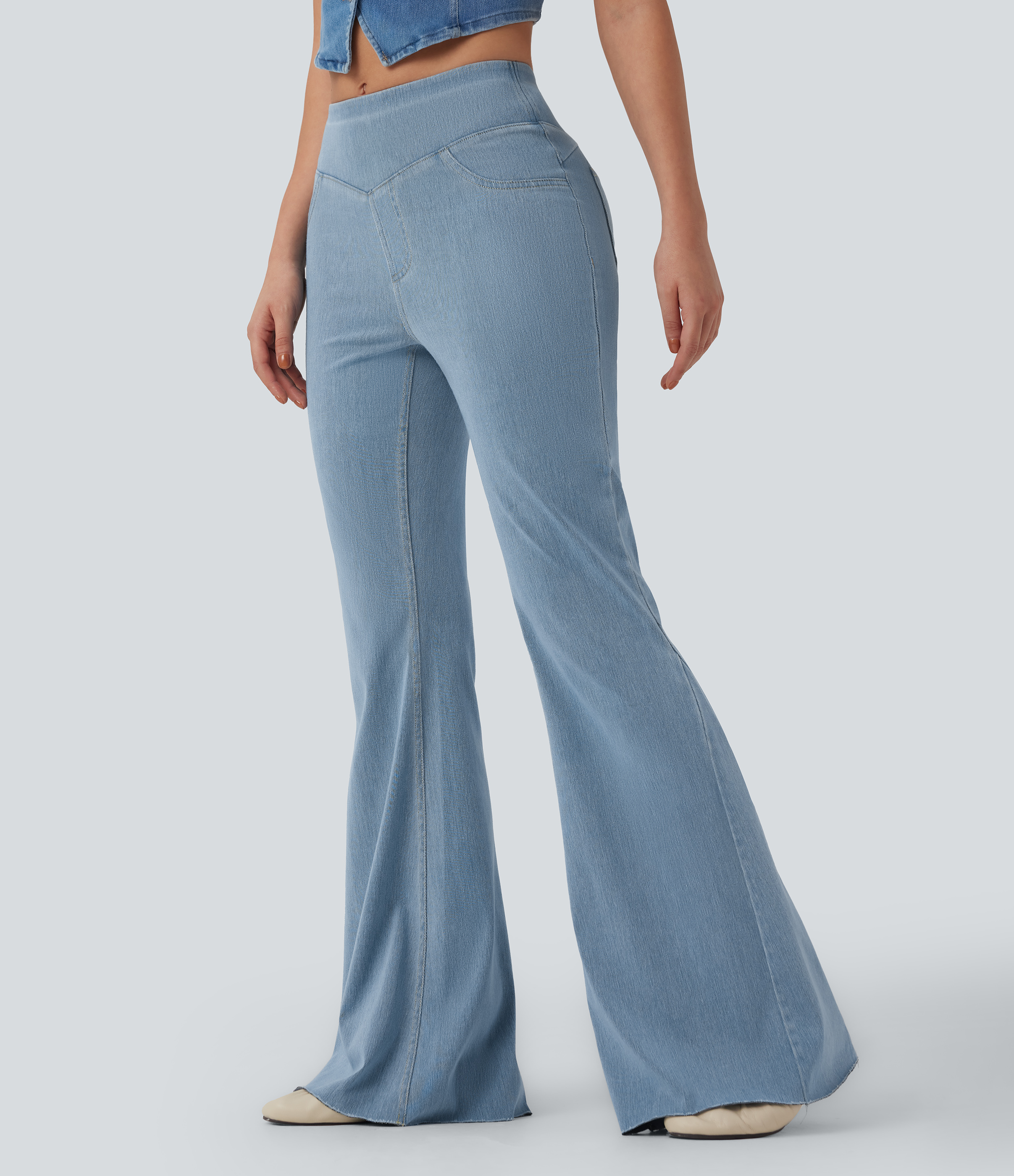  Blue Jasper Denim Halara Flex™ Mid Rise Casual Flare Jeans with Pockets / 2