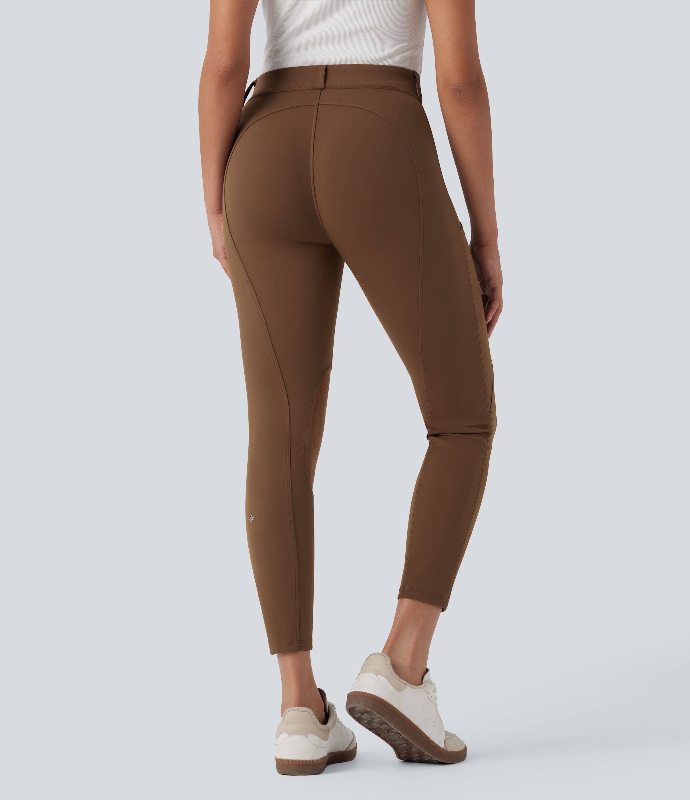 Bison Pantalones ajustados con ante en contraste, de cintura alta y con bolsillos / 2