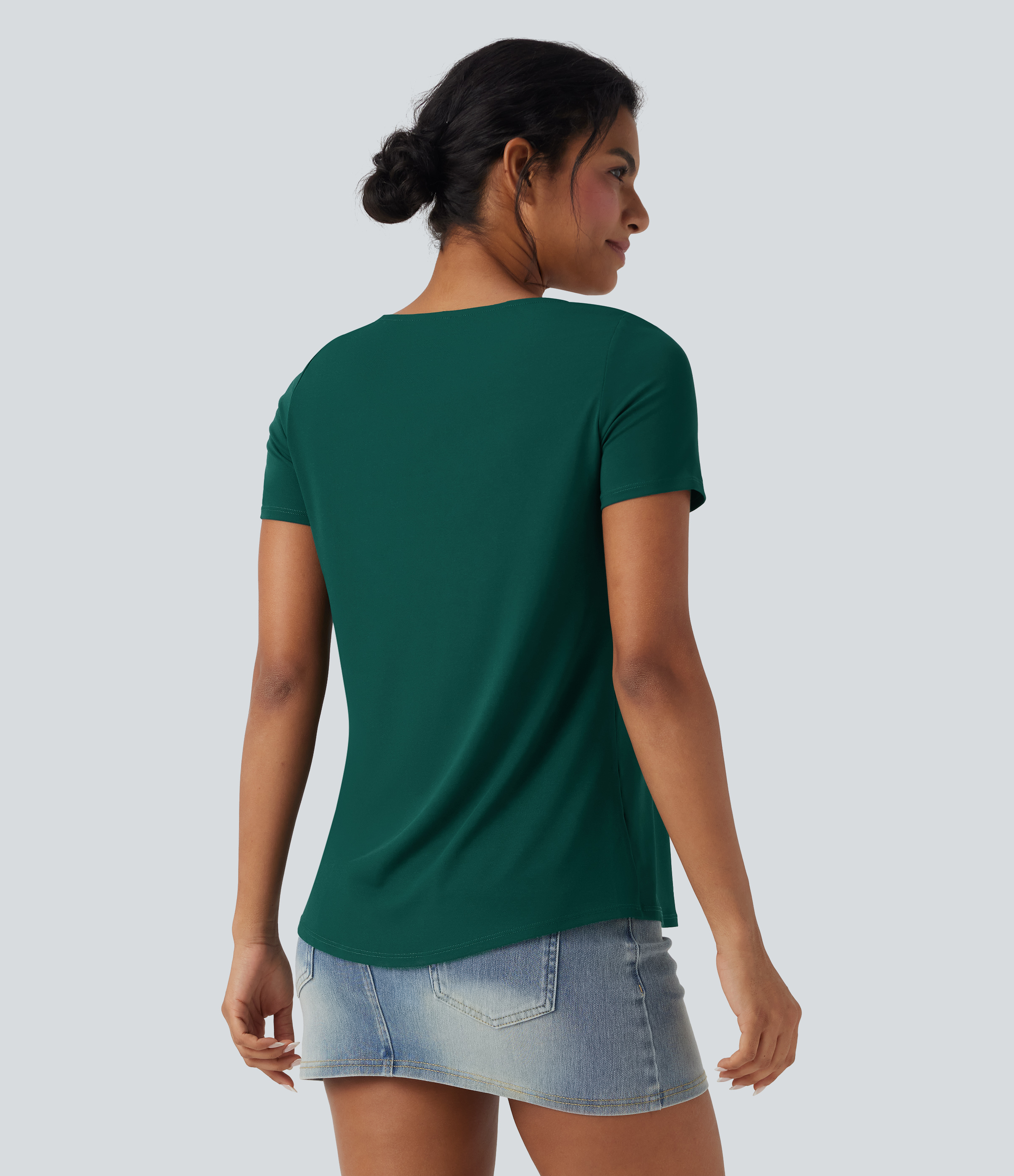 Rain Forest Blouse décontractée à encolure carrée et manches courtes / 2