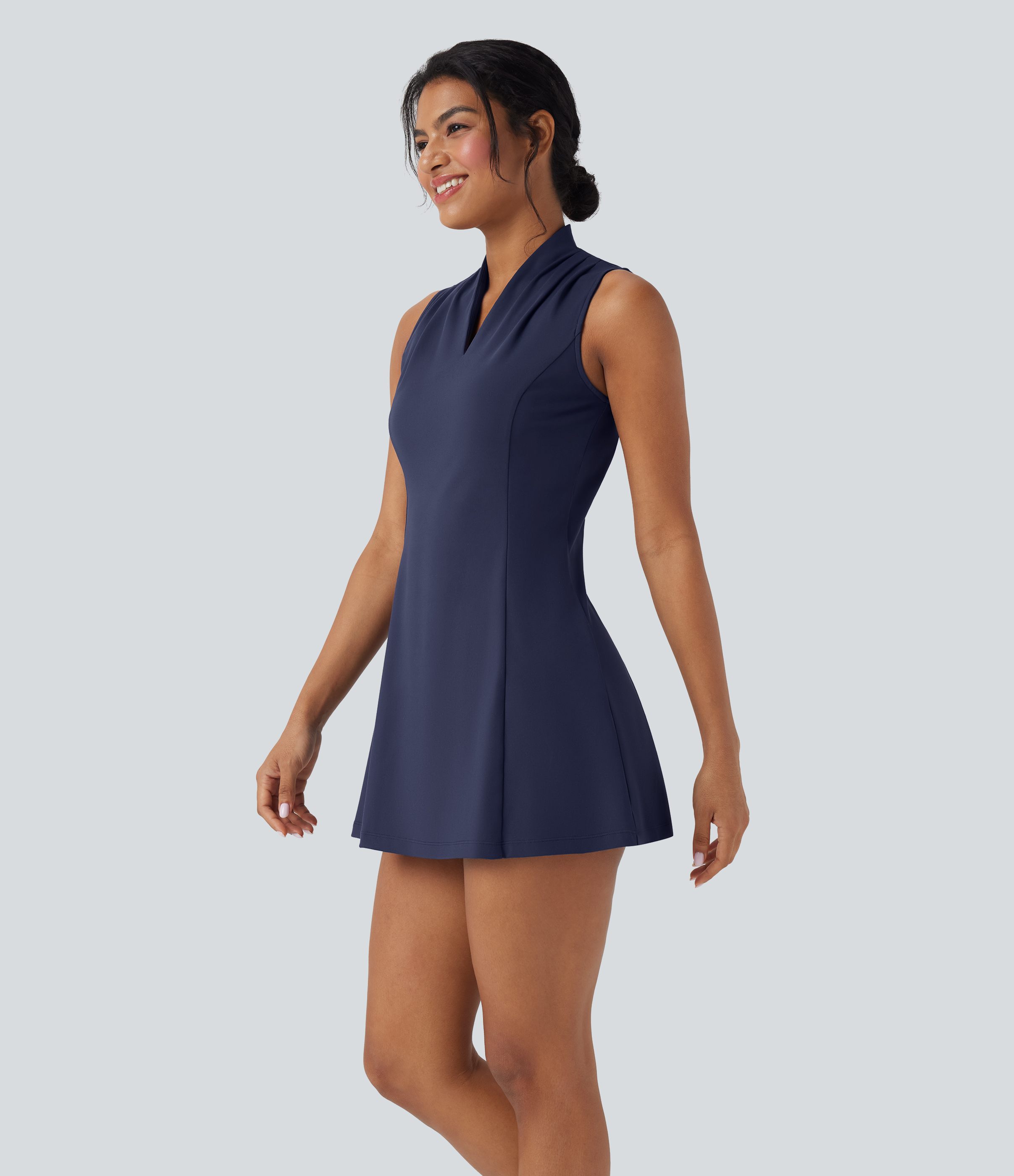 Softlyzero™ Plush - Ärmelloses, 2-teiliges Minigolf-Aktivkleid mit V-Ausschnitt und Seitentaschen