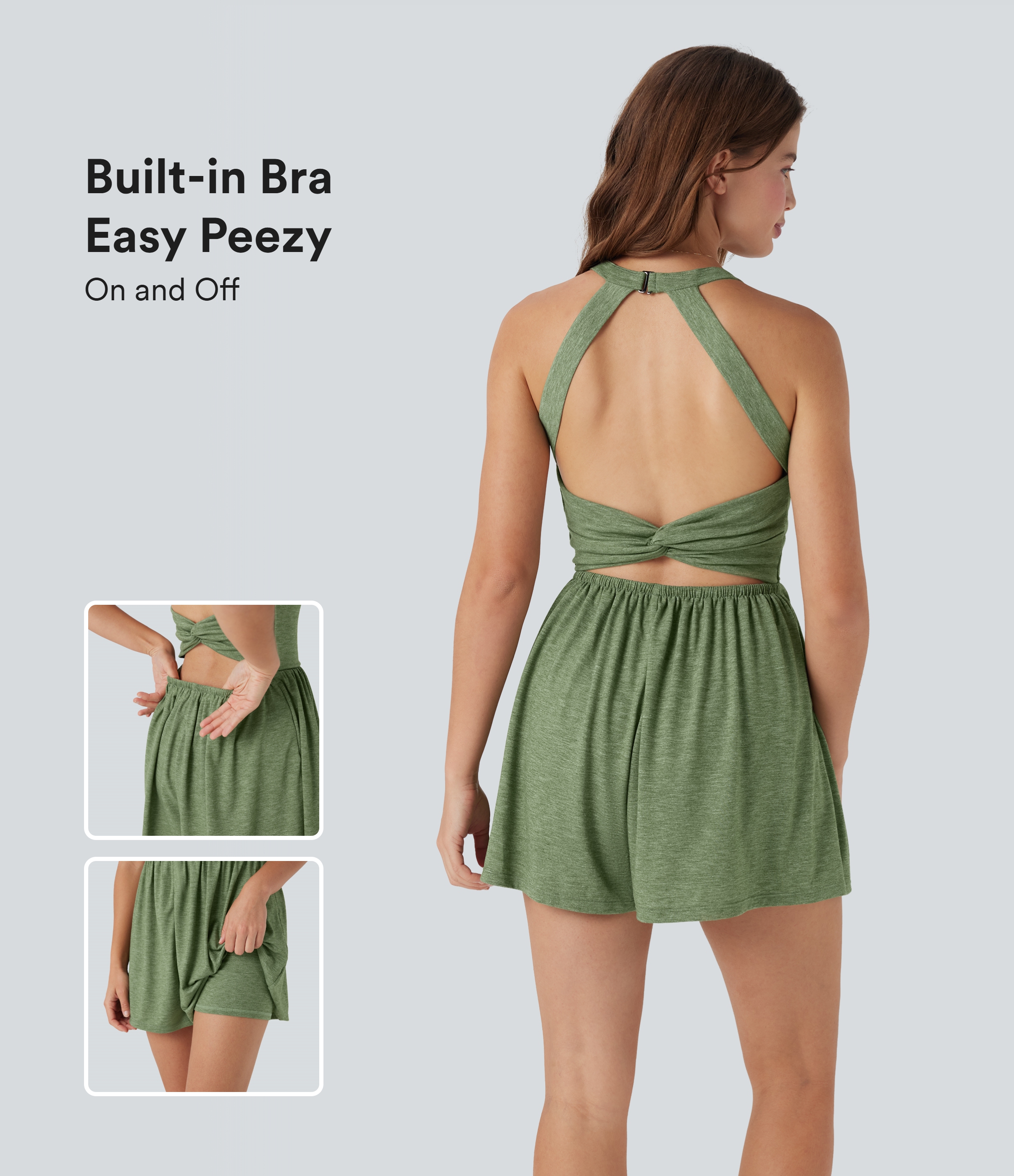 Padded 2-in-1 Romper with Pockets-Easy Peezy Edition