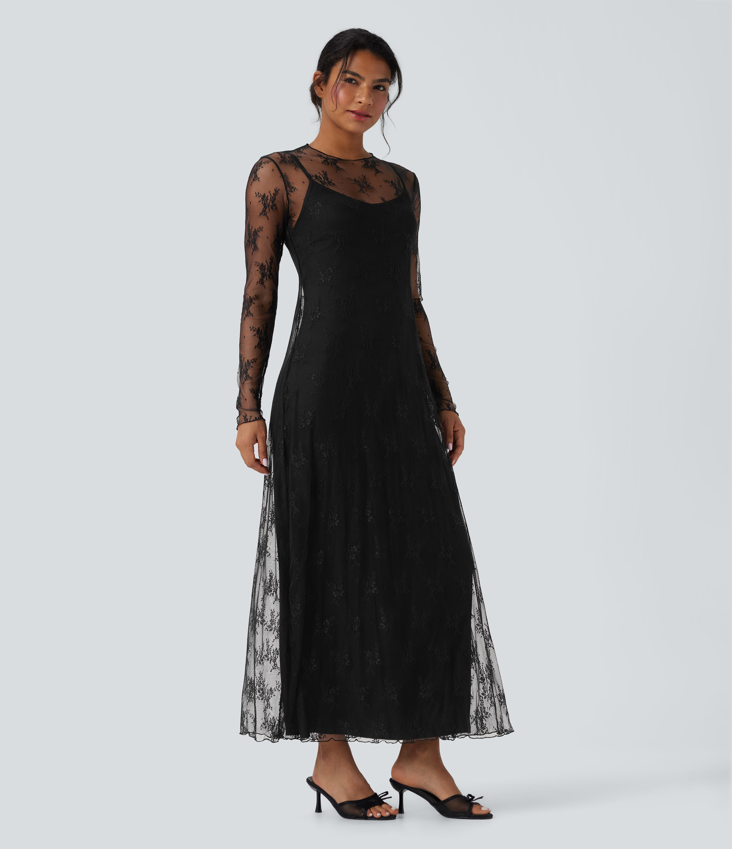 maxi lace white dress Vivienne Lace Ruffle Maxi Dress