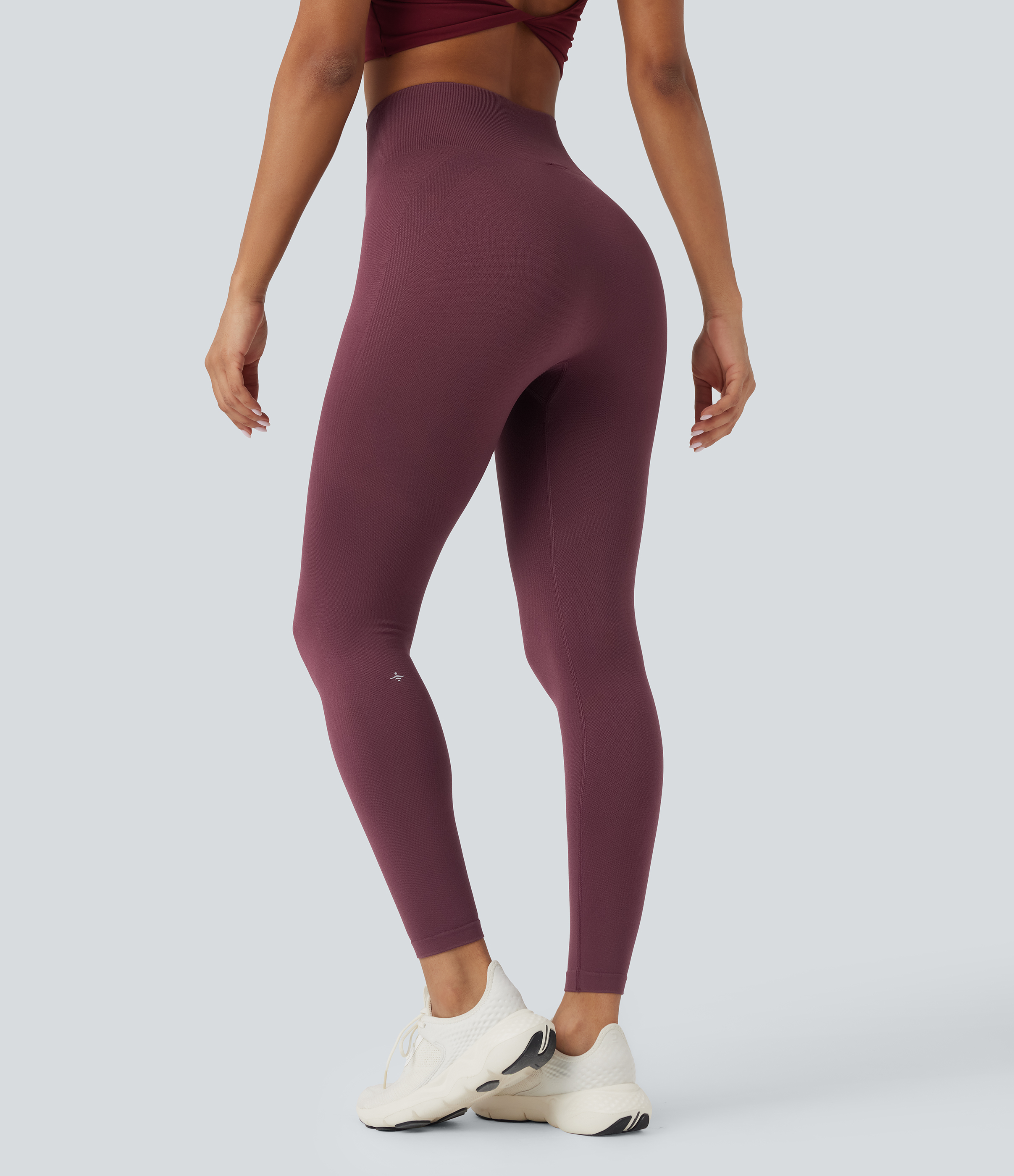 Burgundy Leggings de yoga de tiro alto de 7/8 sin costuras / 1