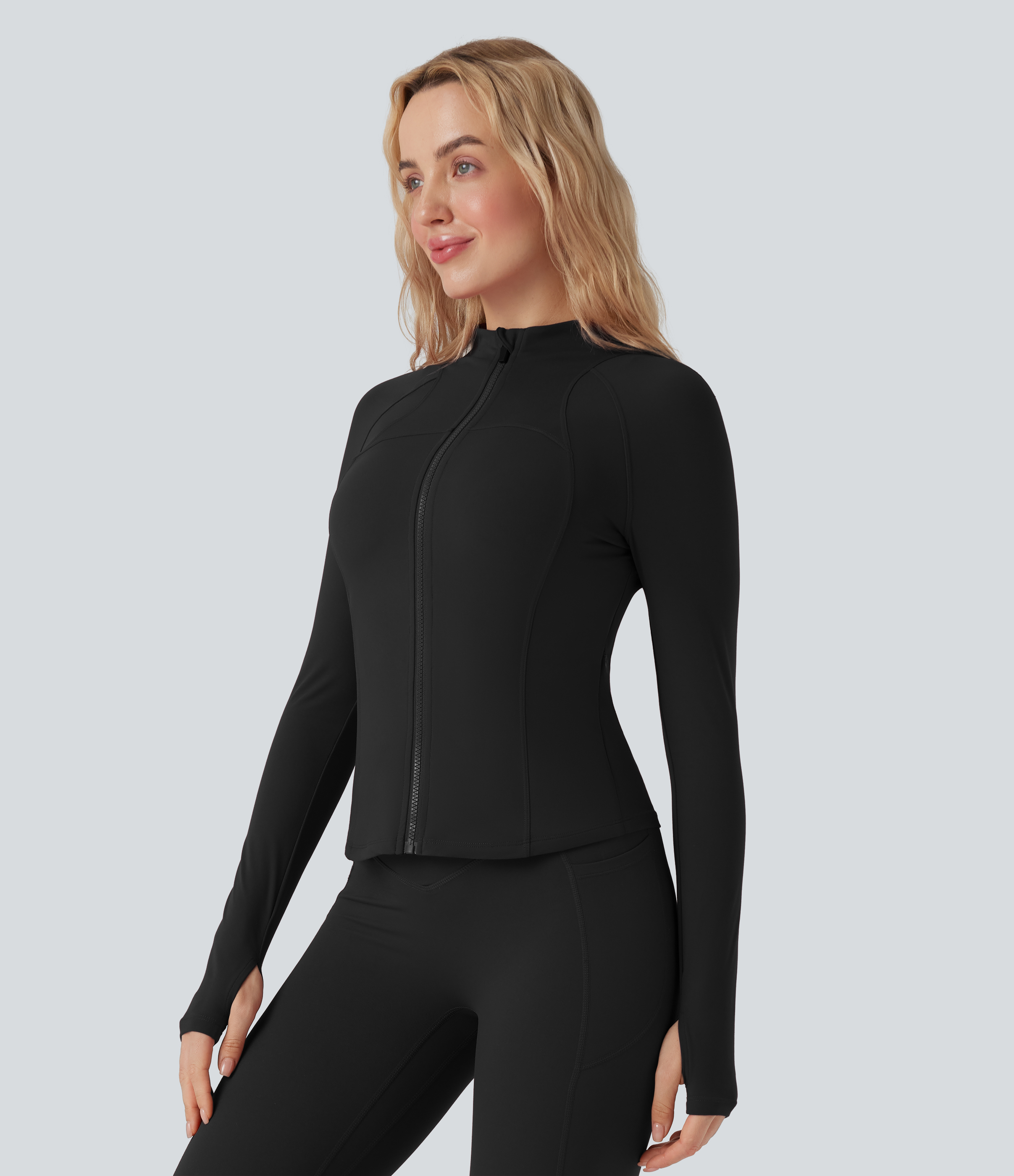 Women's Halara UltraSculpt™ Stand Collar Long Sleeve Thumb Hole