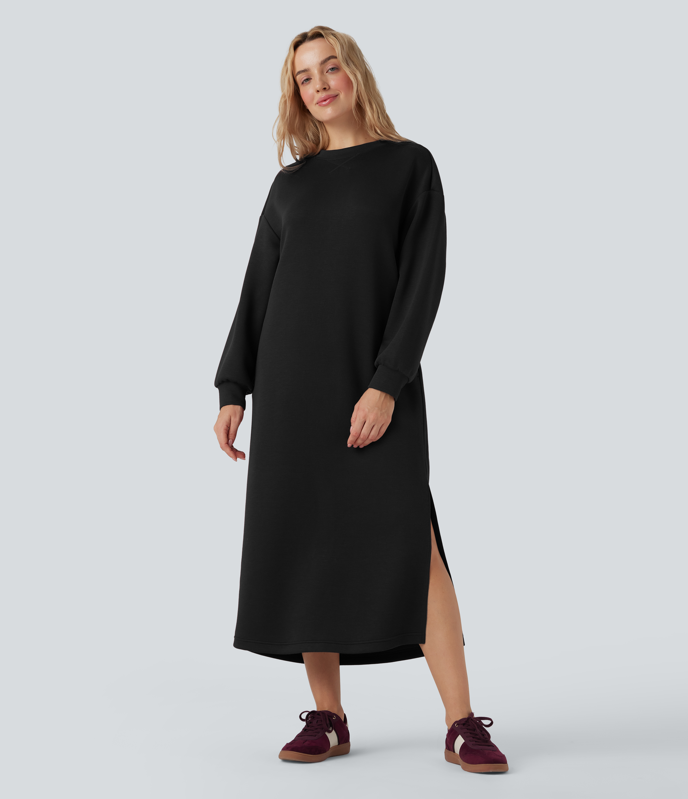 chinese dress ladies Fleece-Lined Hooded Maxi Sweatshirt Dress main image 0