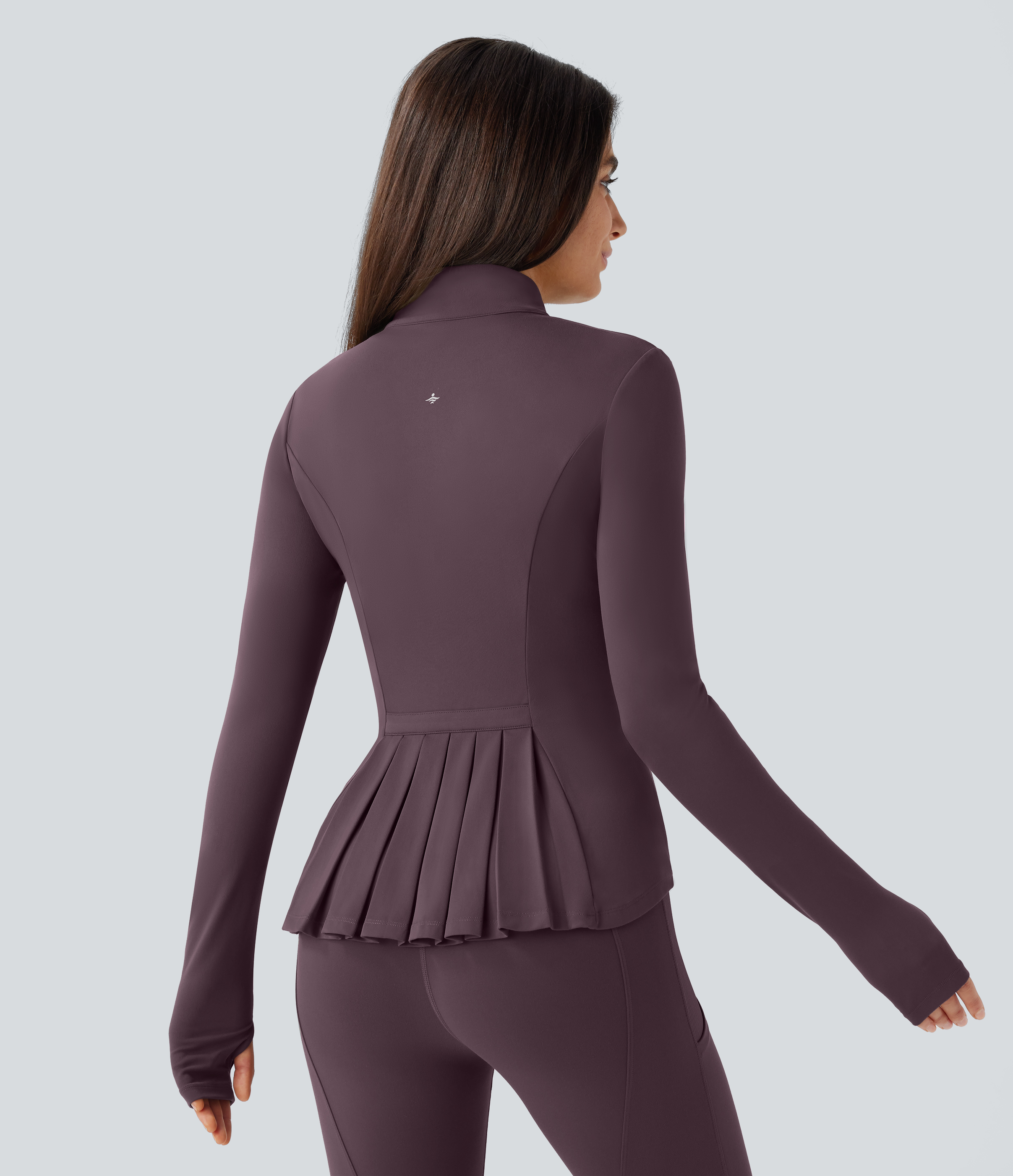 SoftlyZero™ Stand Collar Thumb Hole Pockets Pleated Zipper Slim Jacket-UPF50+