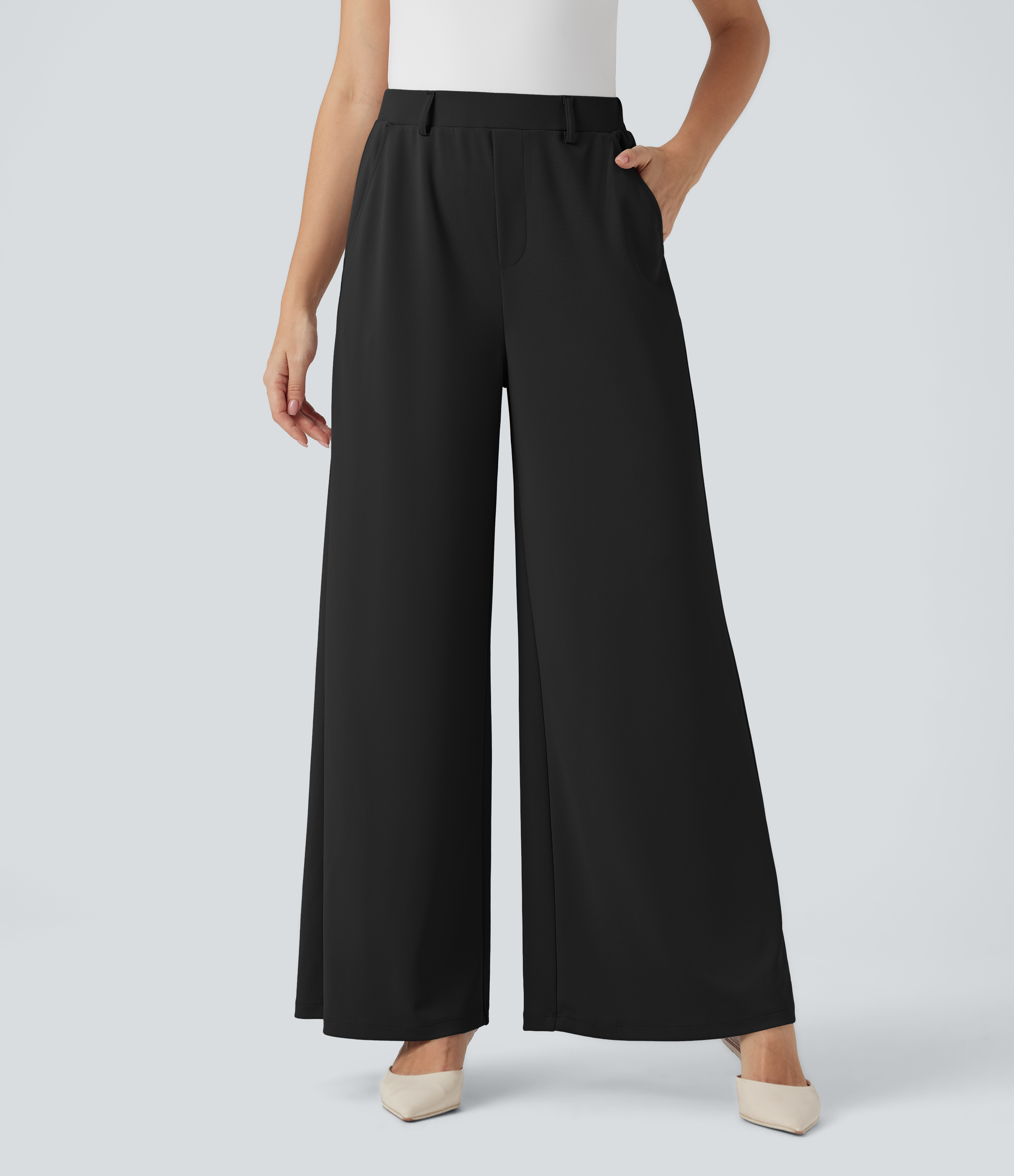 Halara Flex™ High Waisted Palazzo Wide Leg Crepe Work Pants with Pockets